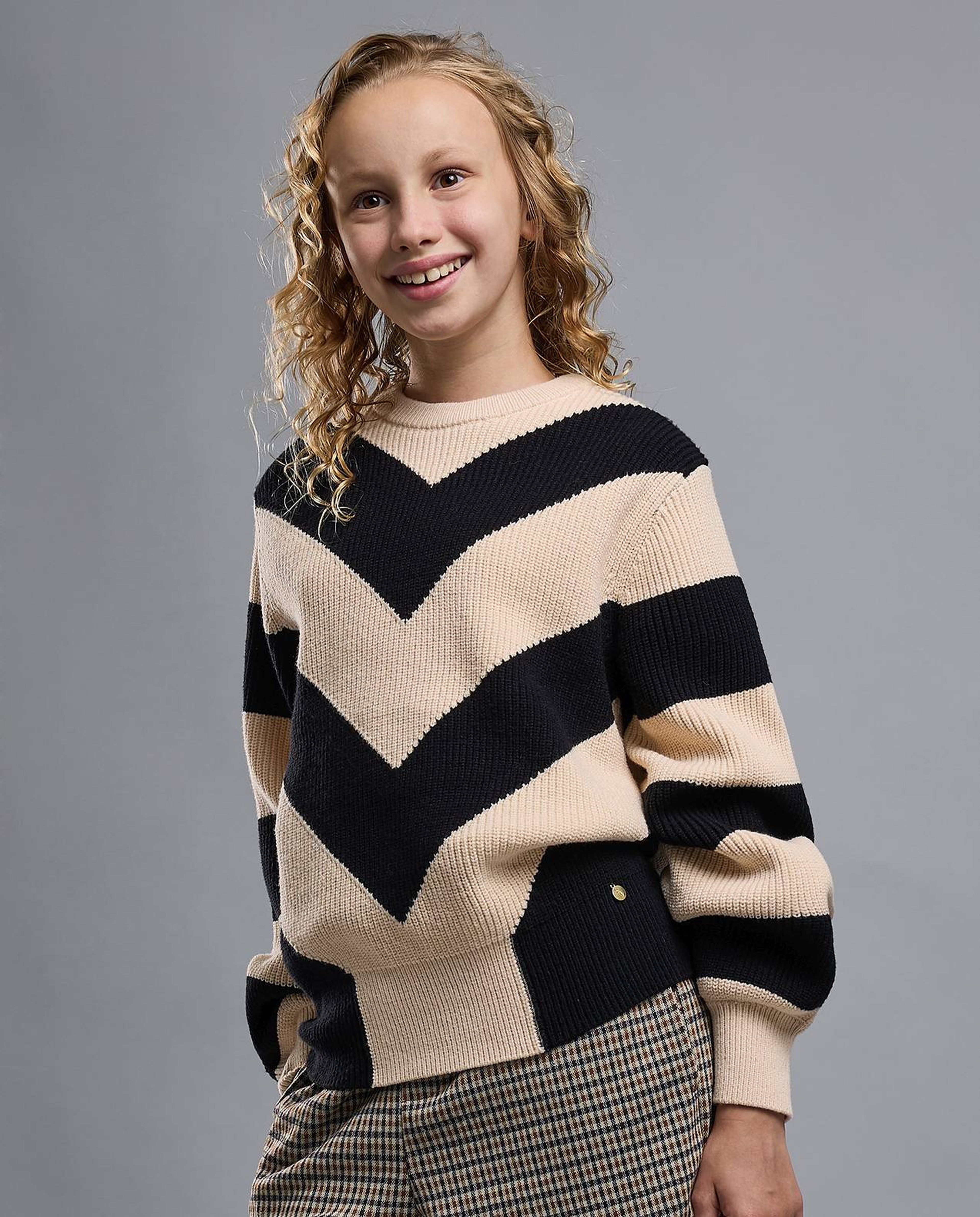 Patterned Sweater with Crew Neck and Long Sleeves