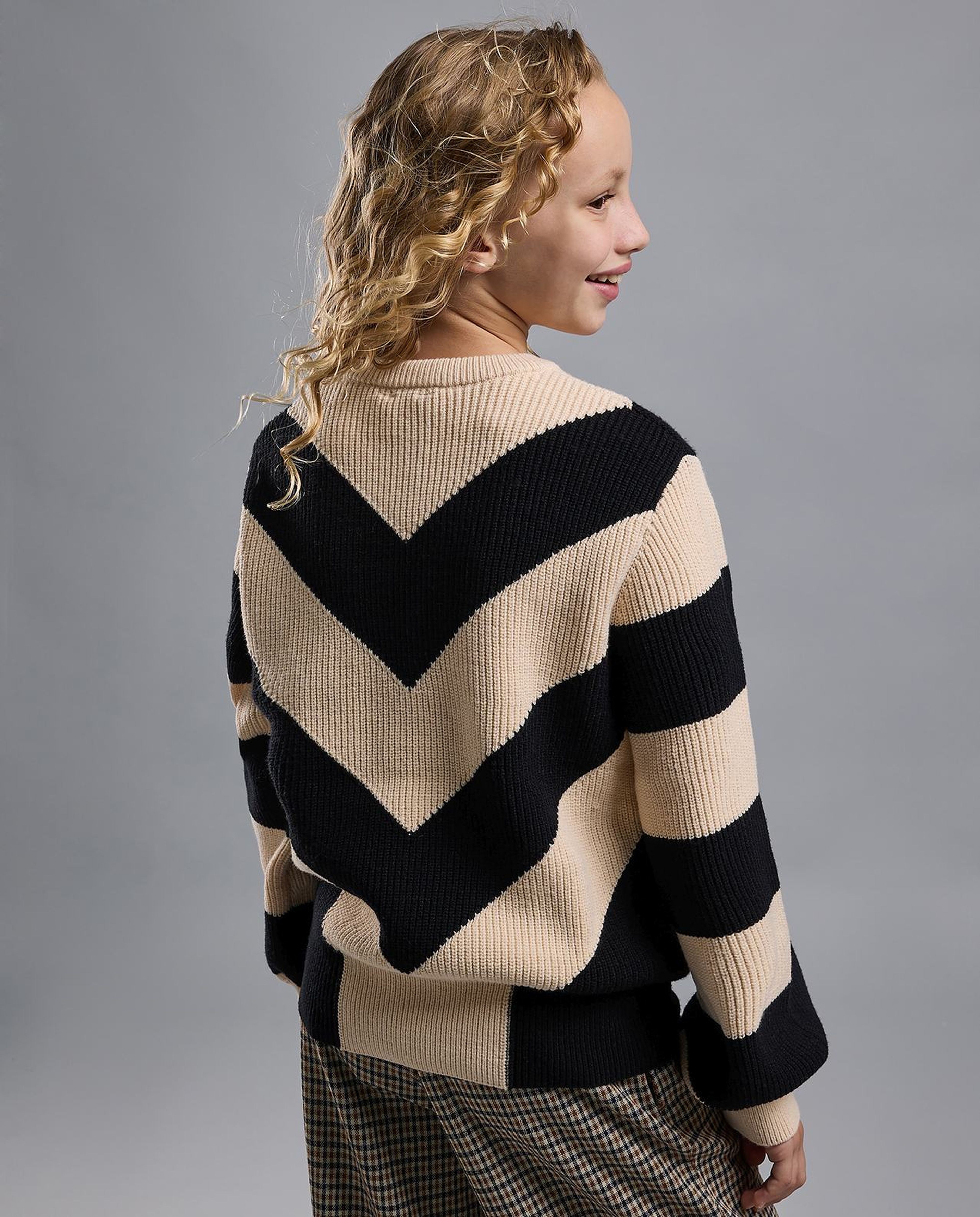 Patterned Sweater with Crew Neck and Long Sleeves