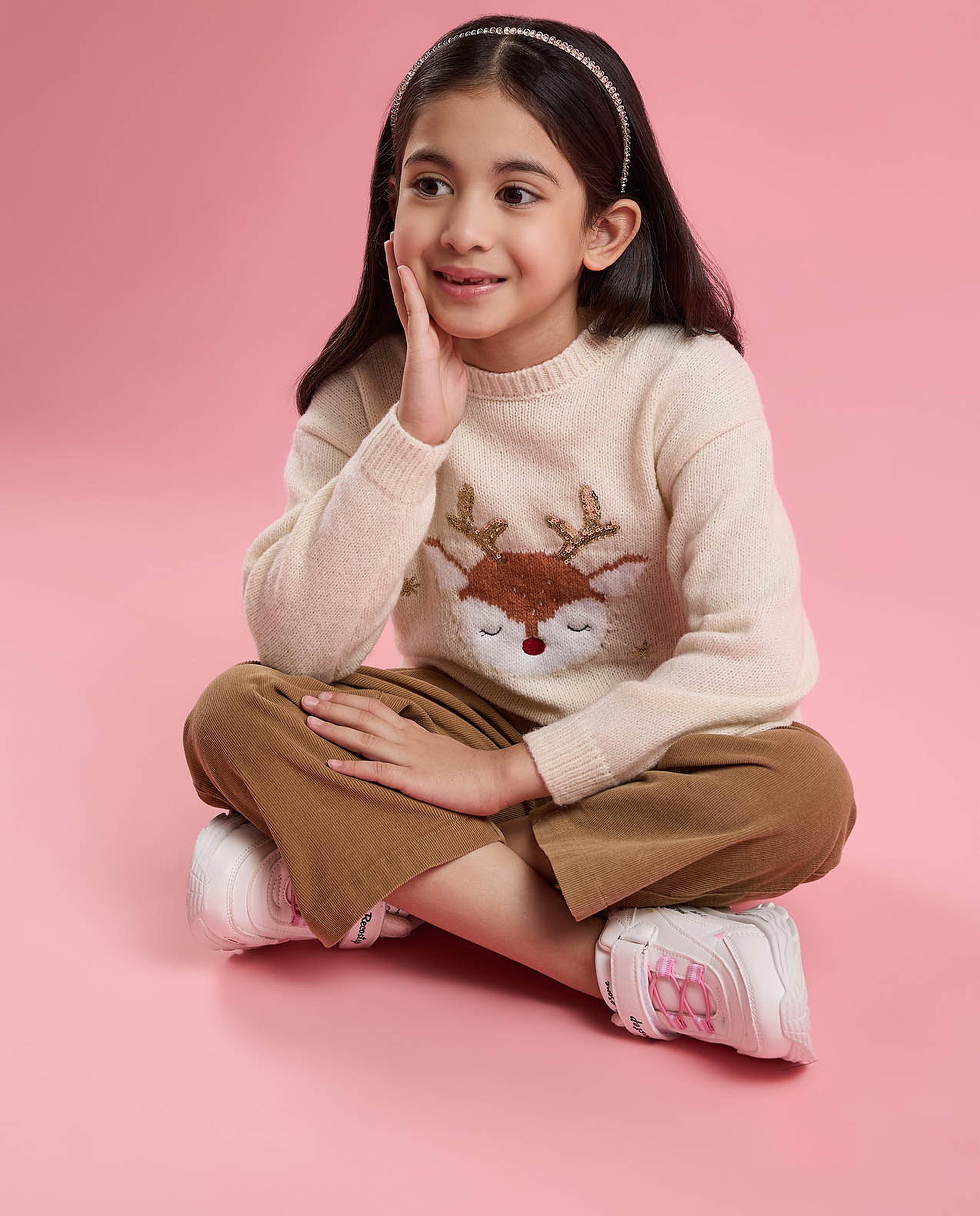 Sequined Sweater with Crew Neck and Long Sleeves