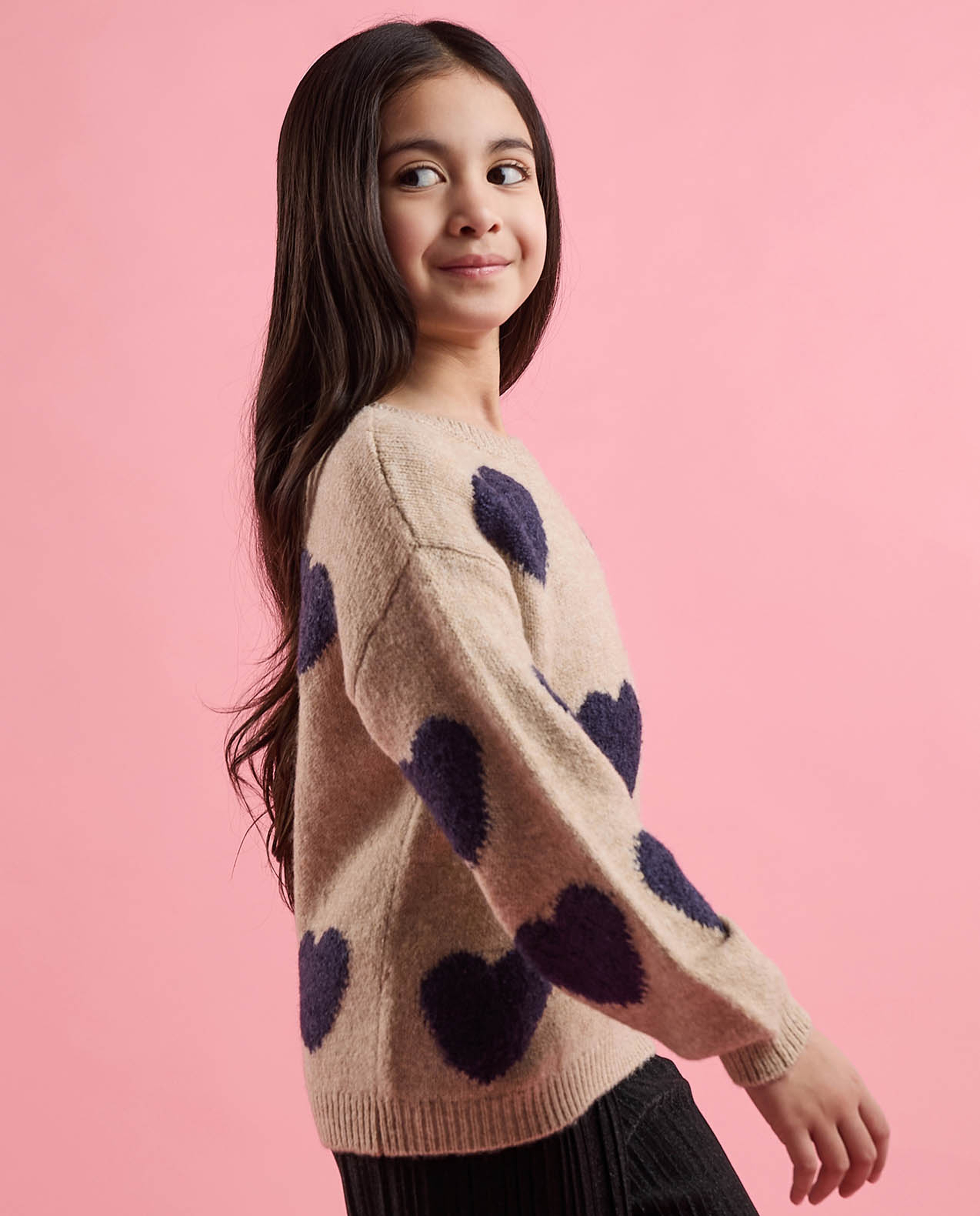 Patterned Sweater with Crew Neck and Long Sleeves