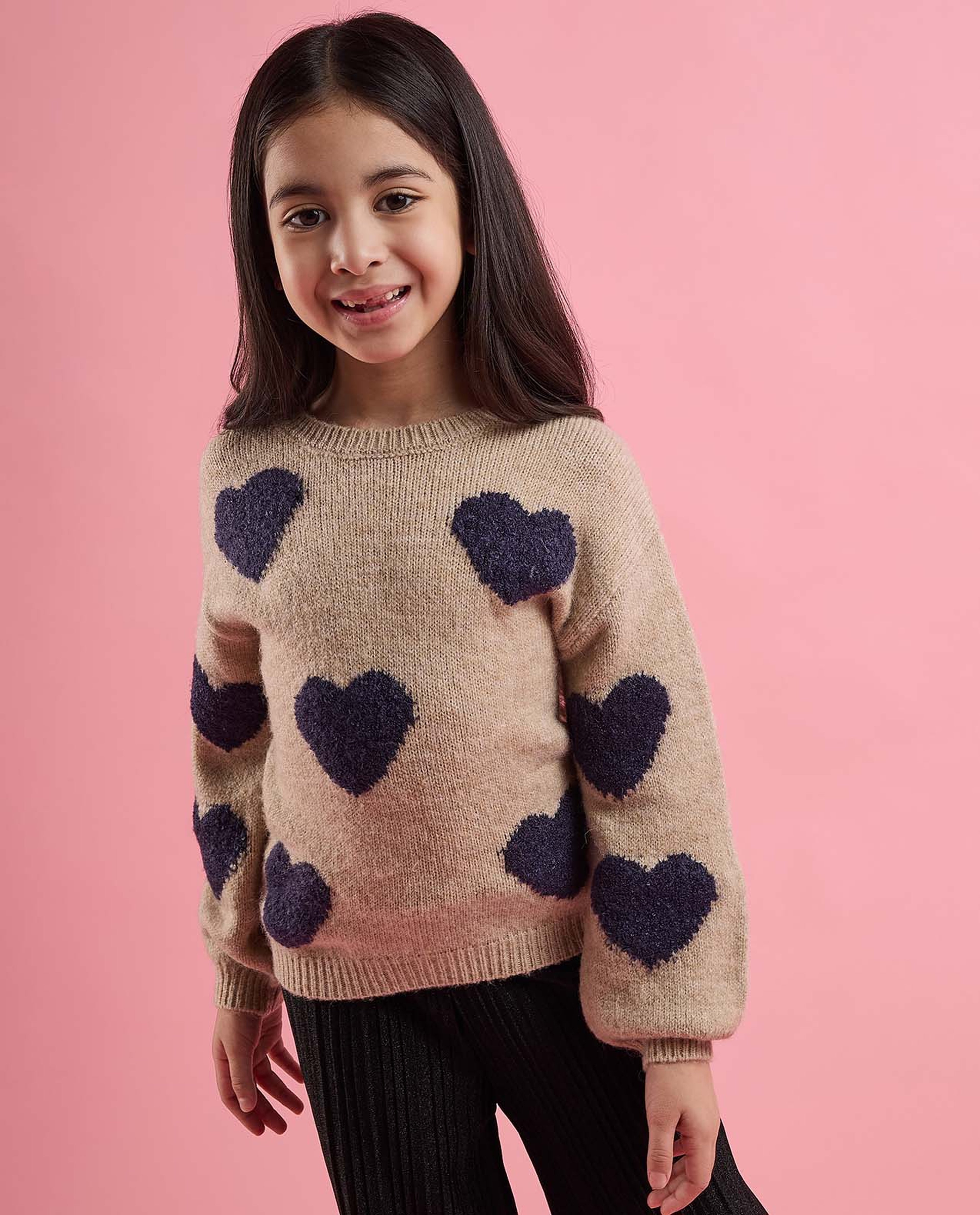 Patterned Sweater with Crew Neck and Long Sleeves