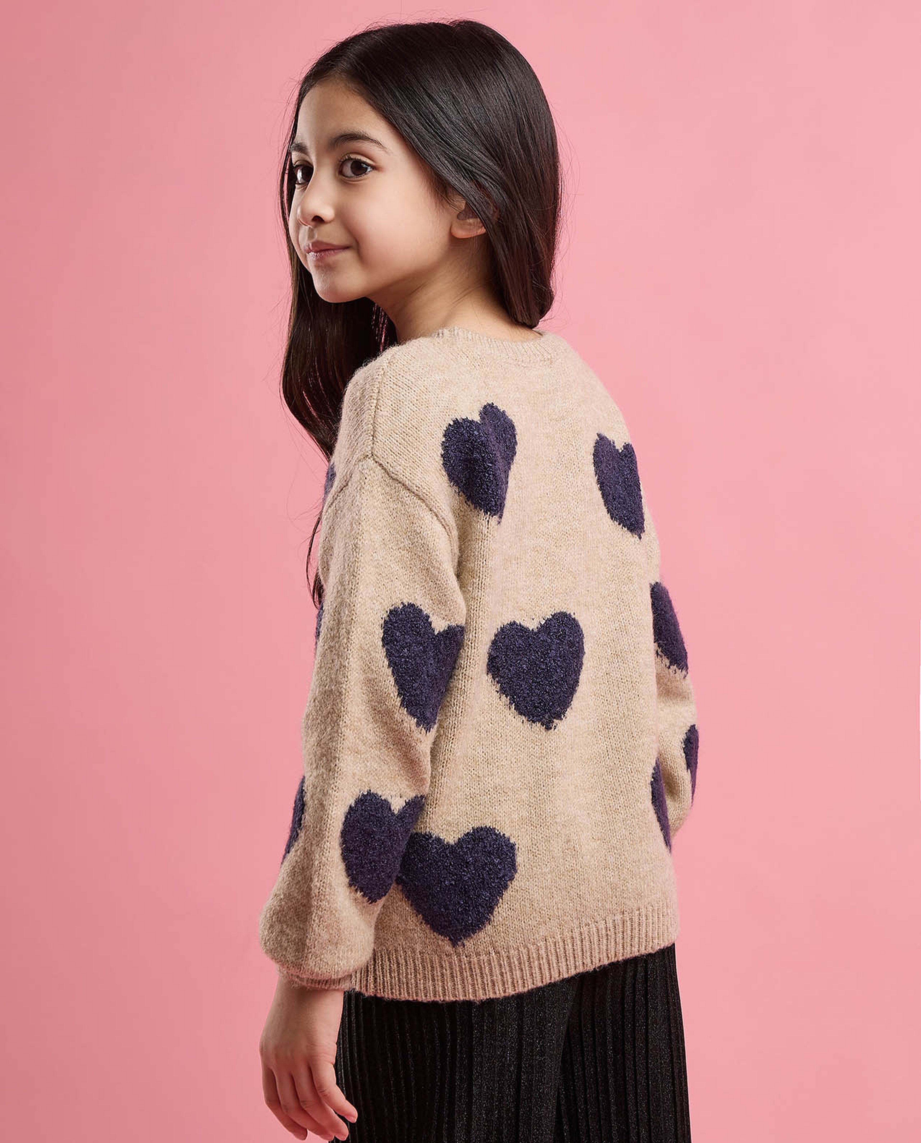 Patterned Sweater with Crew Neck and Long Sleeves