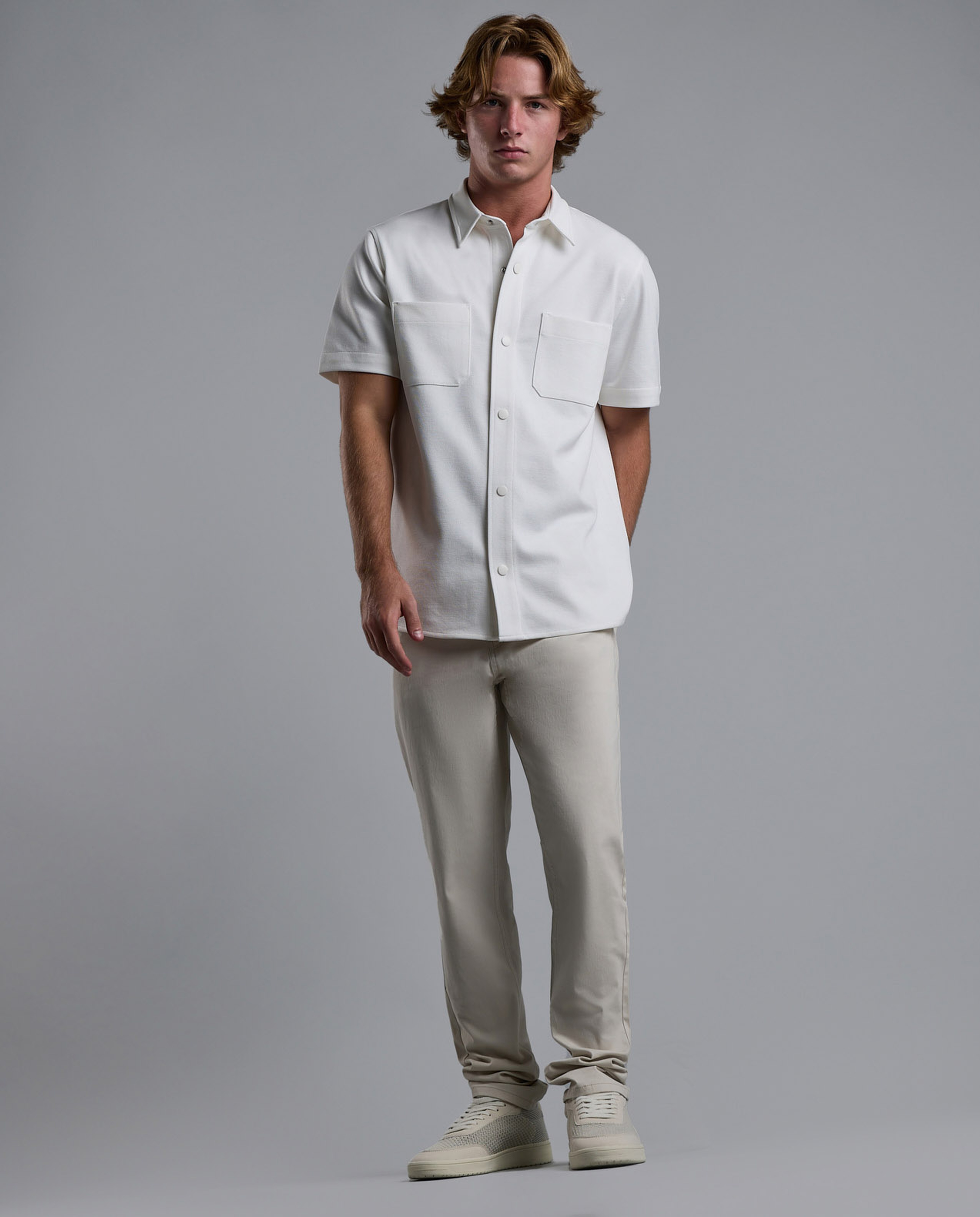 Solid Shirt with Classic Shirt with Short Sleeves