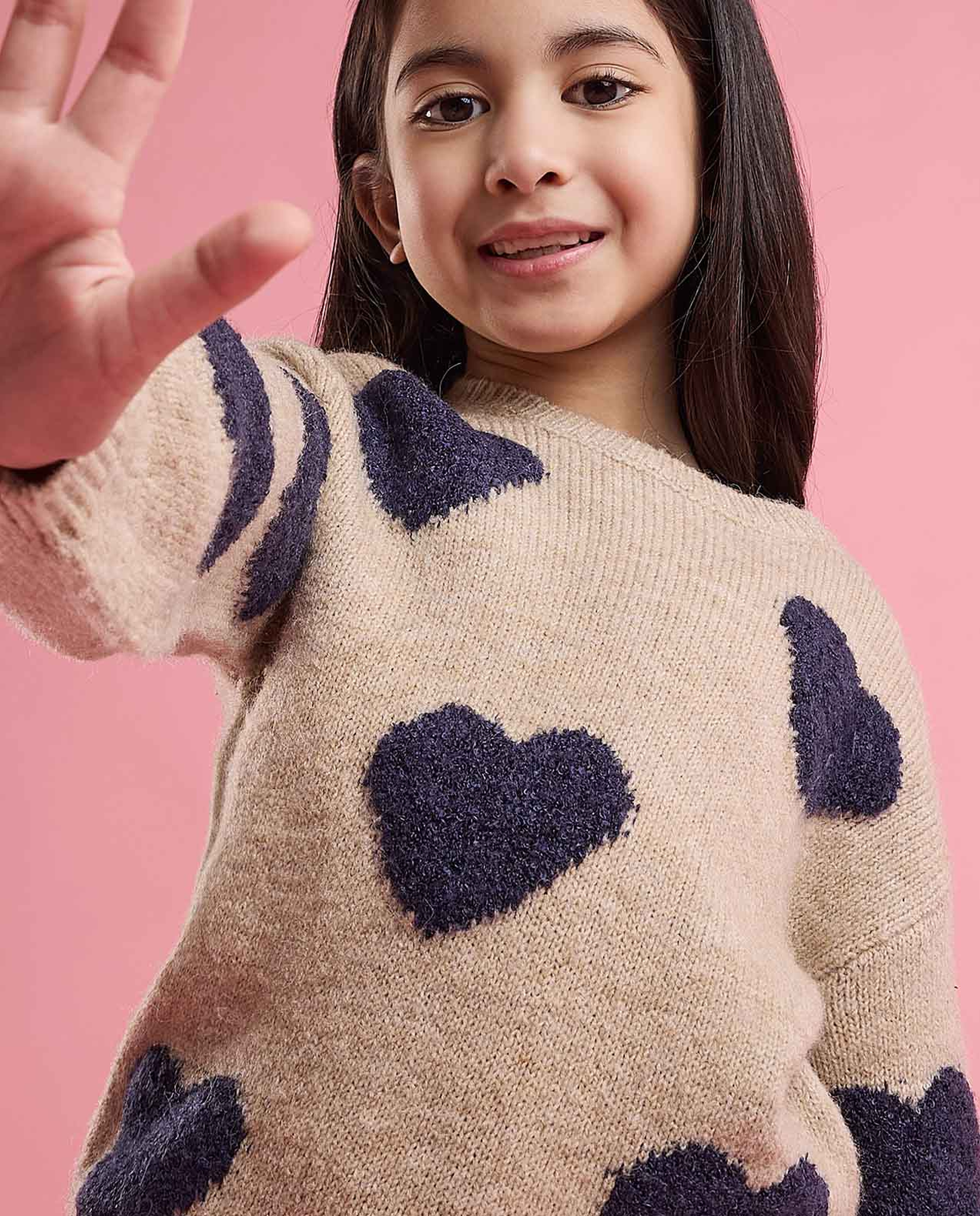 Patterned Sweater with Crew Neck and Long Sleeves