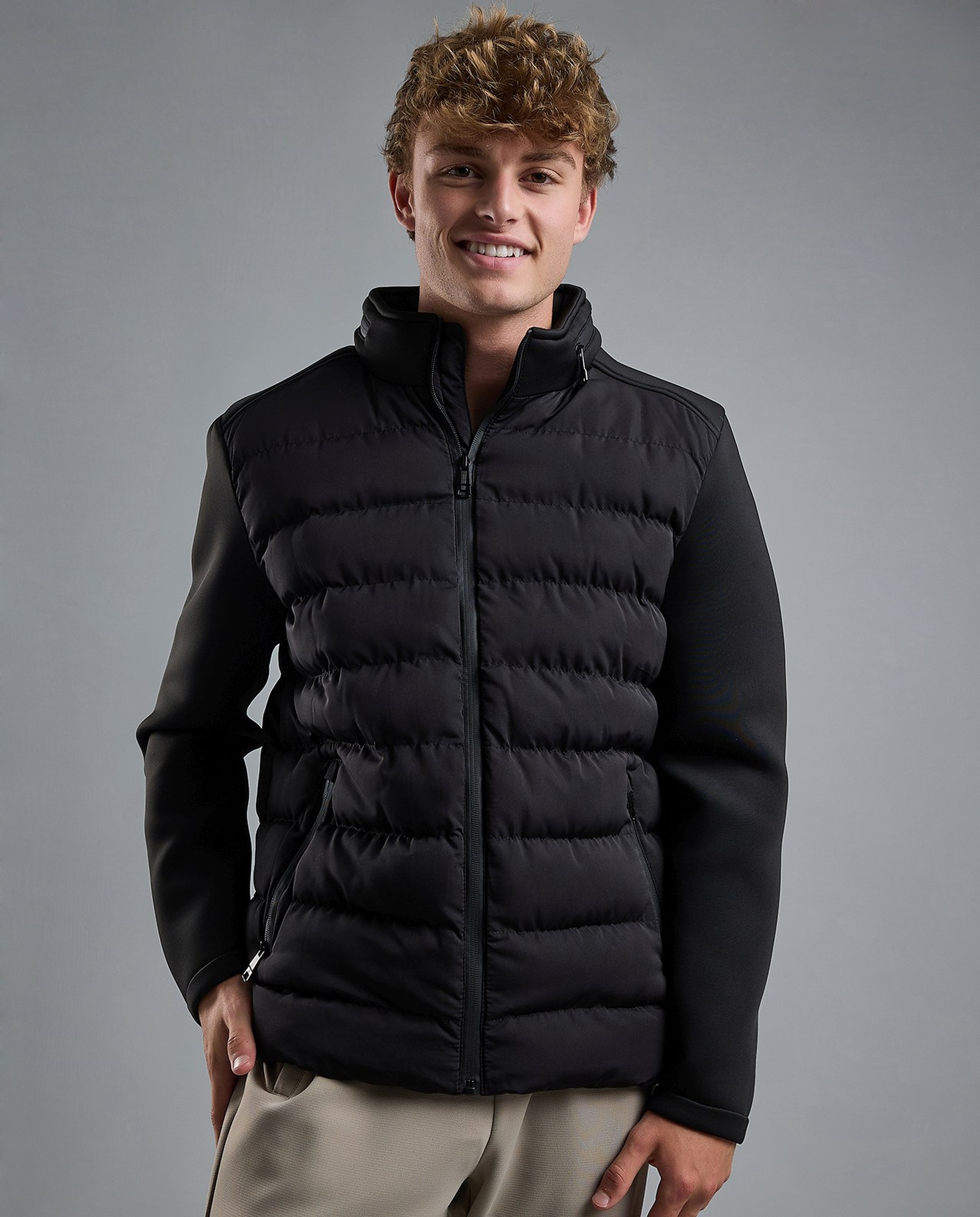 Quilted Puffer Jacket with Zipper Closure