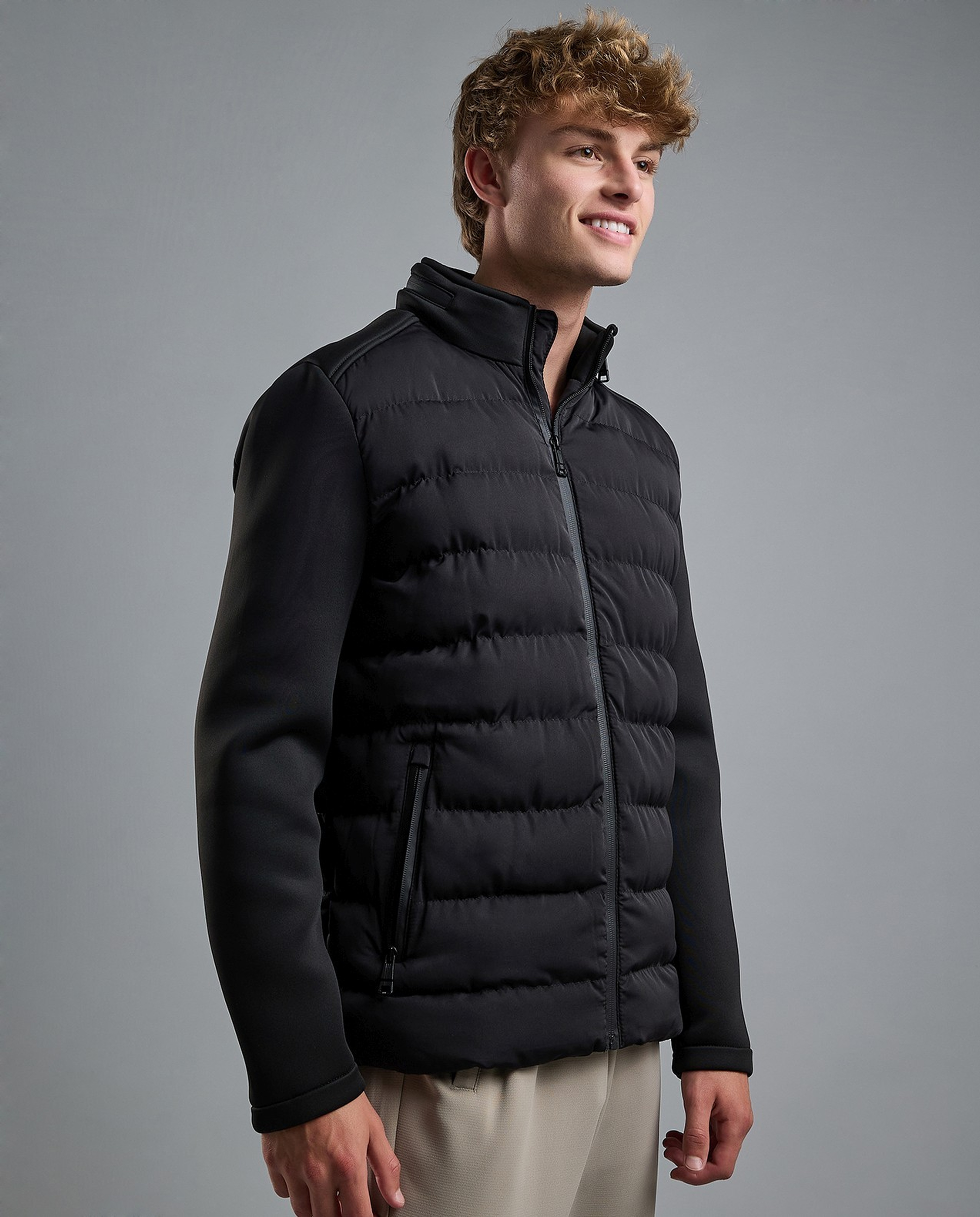 Quilted Puffer Jacket with Zipper Closure