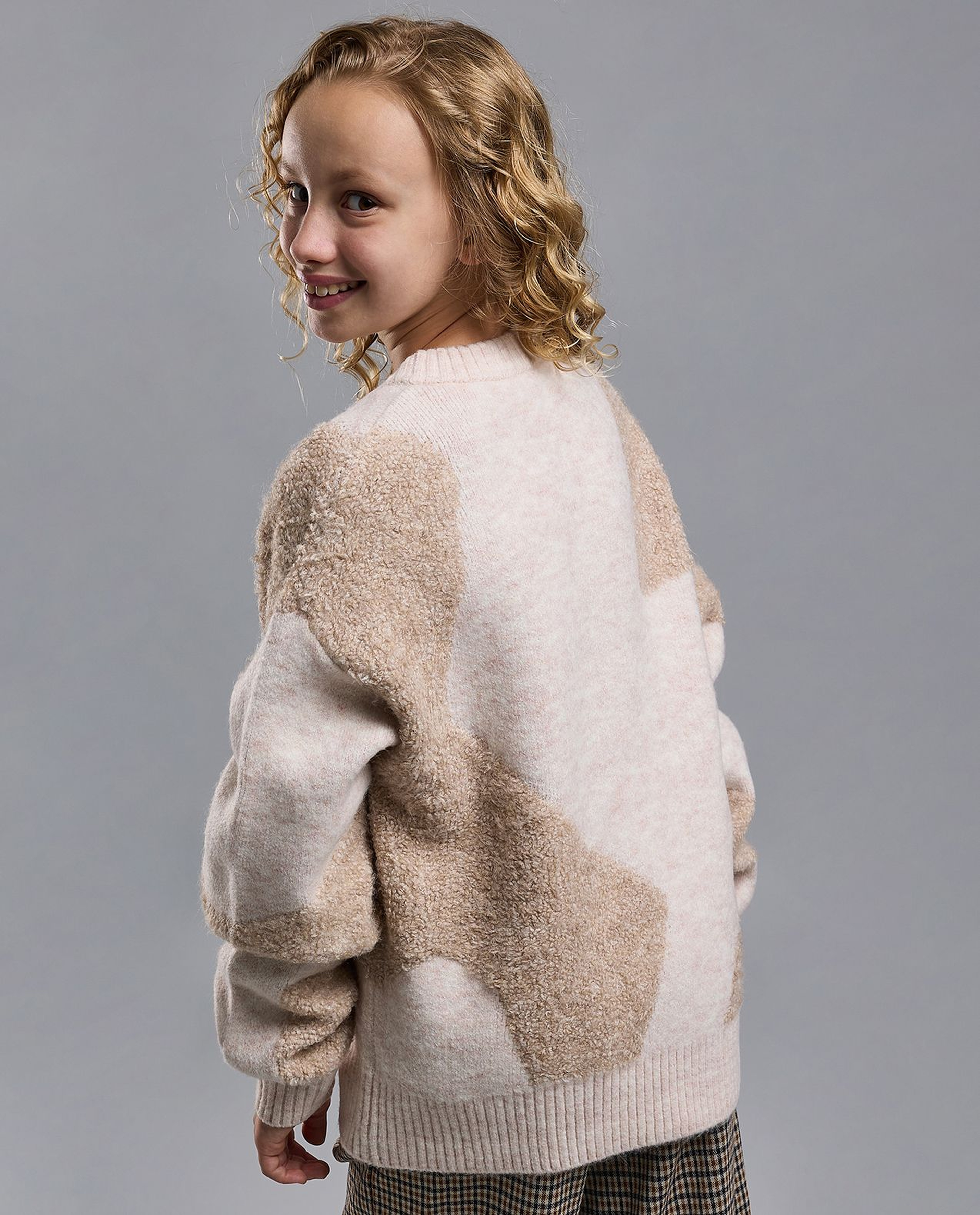 Patterned Sweater with Crew Neck and Long Sleeves