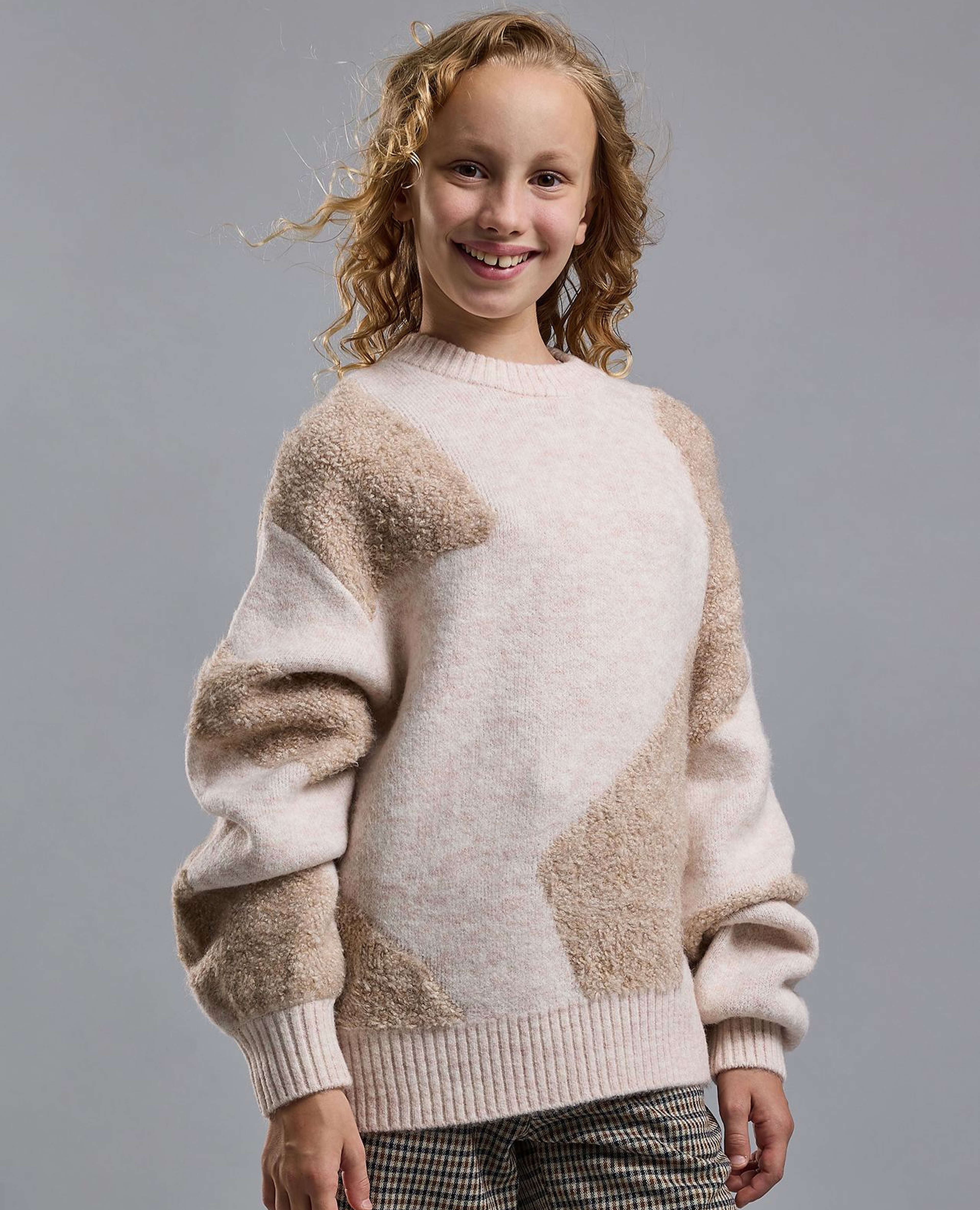 Patterned Sweater with Crew Neck and Long Sleeves