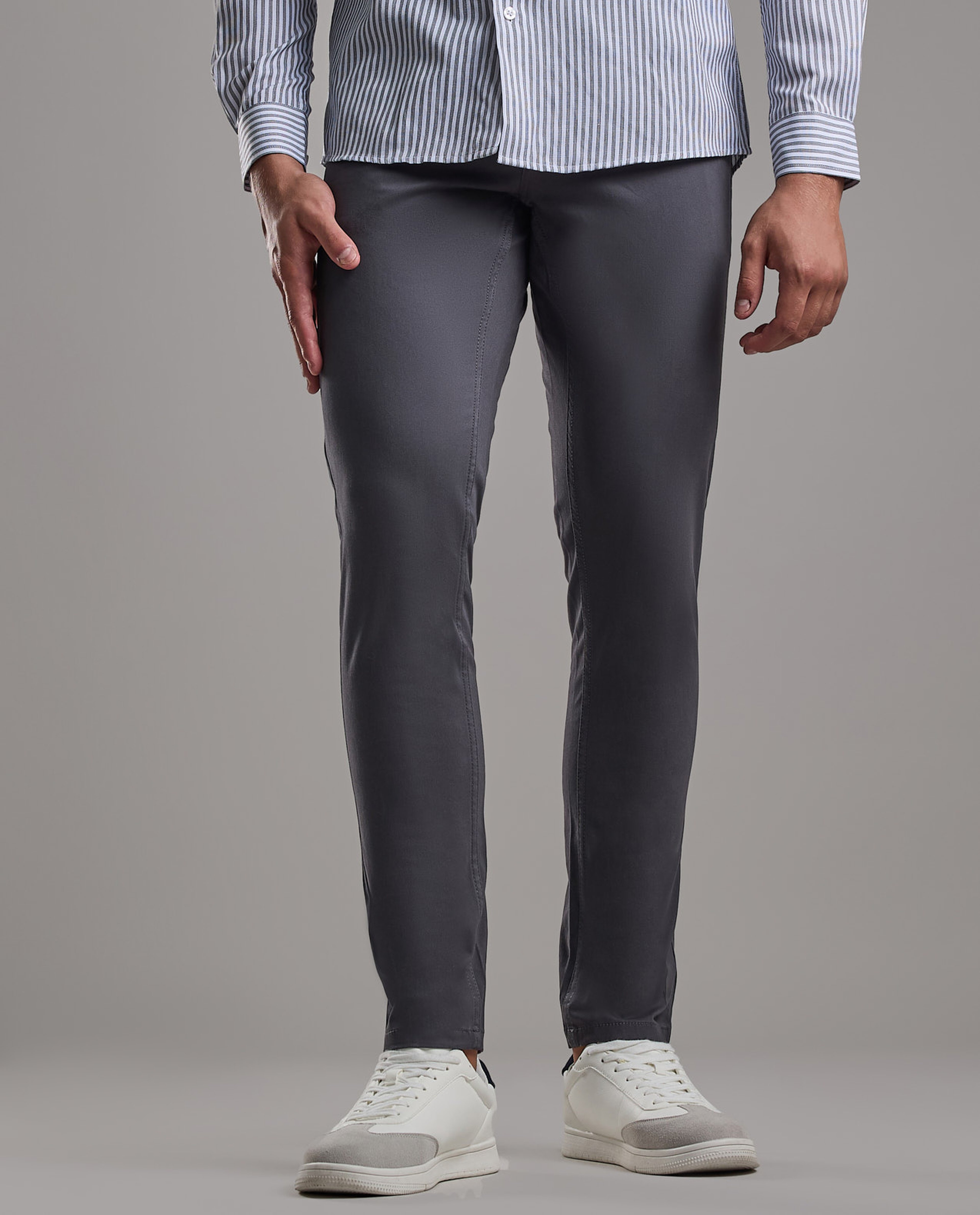 Solid Relaxed Fit Pants with Button Closure