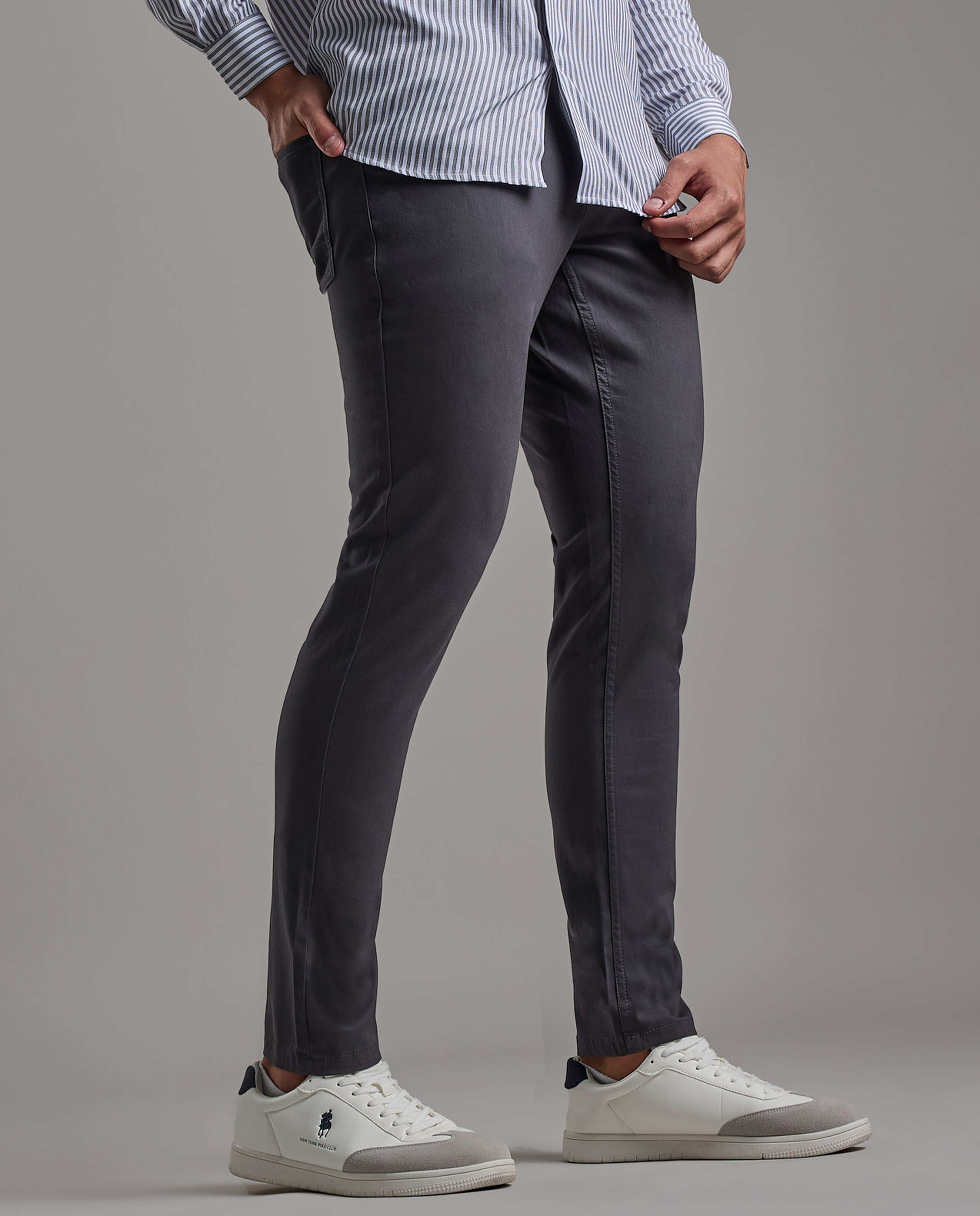 Solid Relaxed Fit Pants with Button Closure