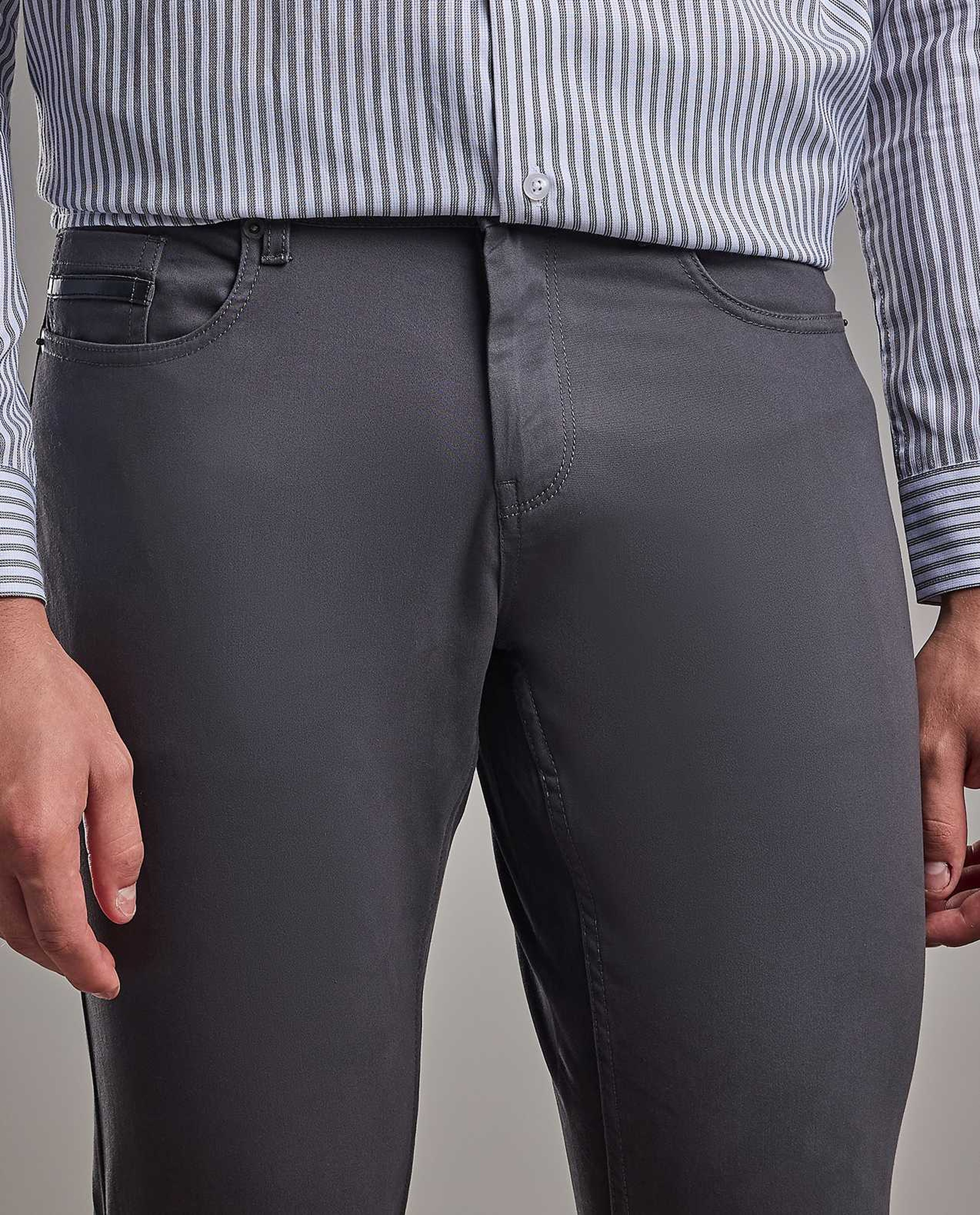 Solid Relaxed Fit Pants with Button Closure