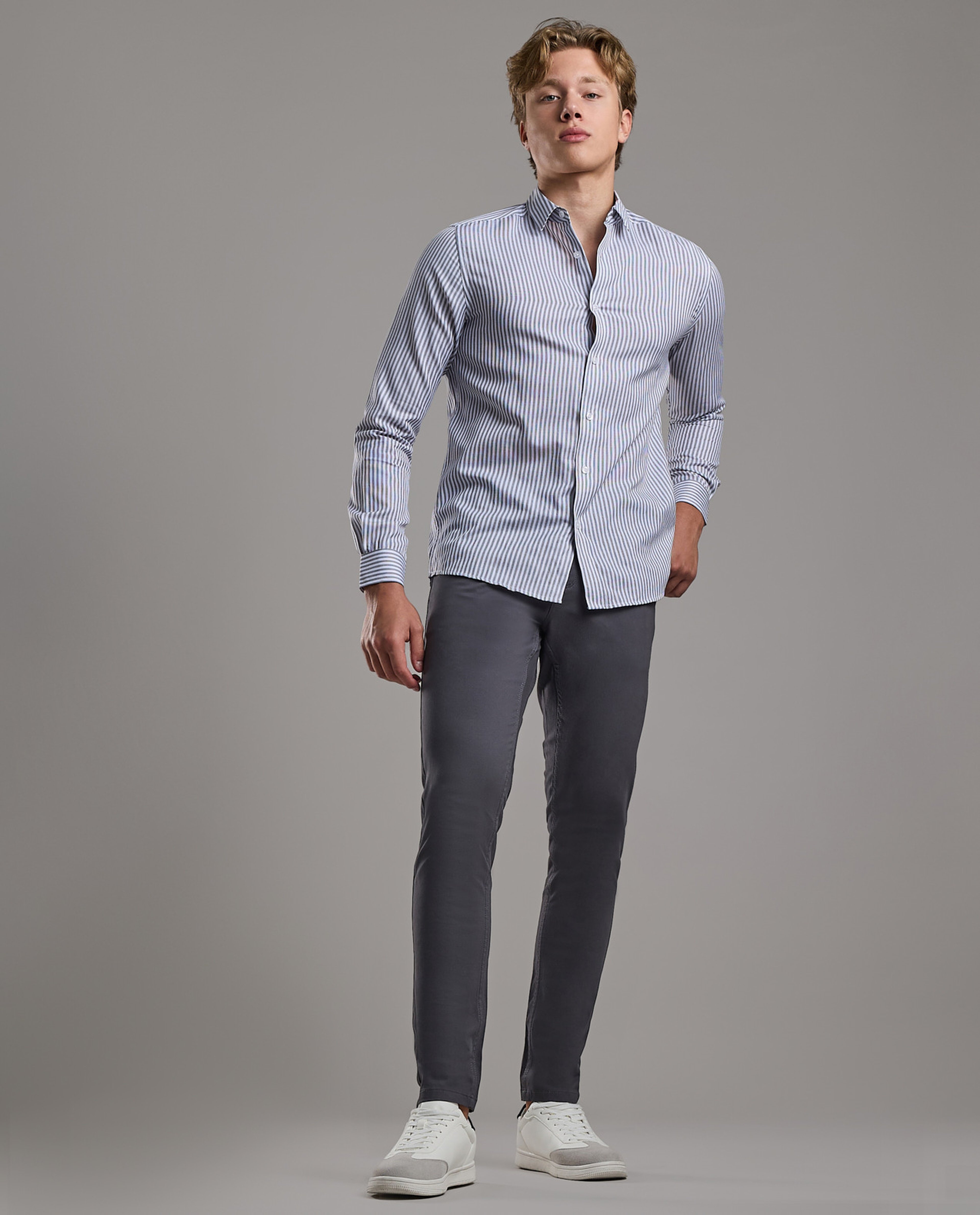 Solid Relaxed Fit Pants with Button Closure