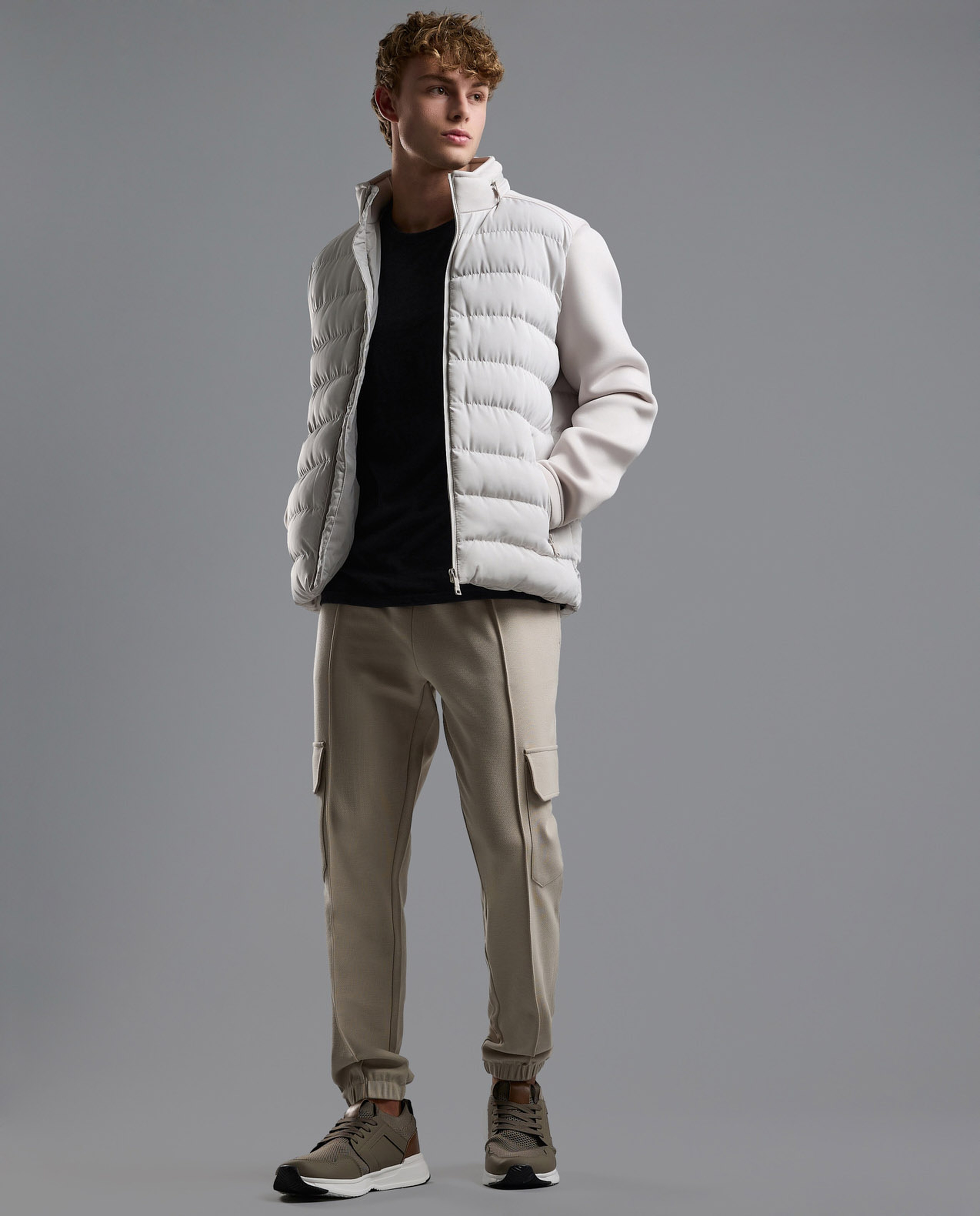 Quilted Puffer Jacket with Zipper Closure