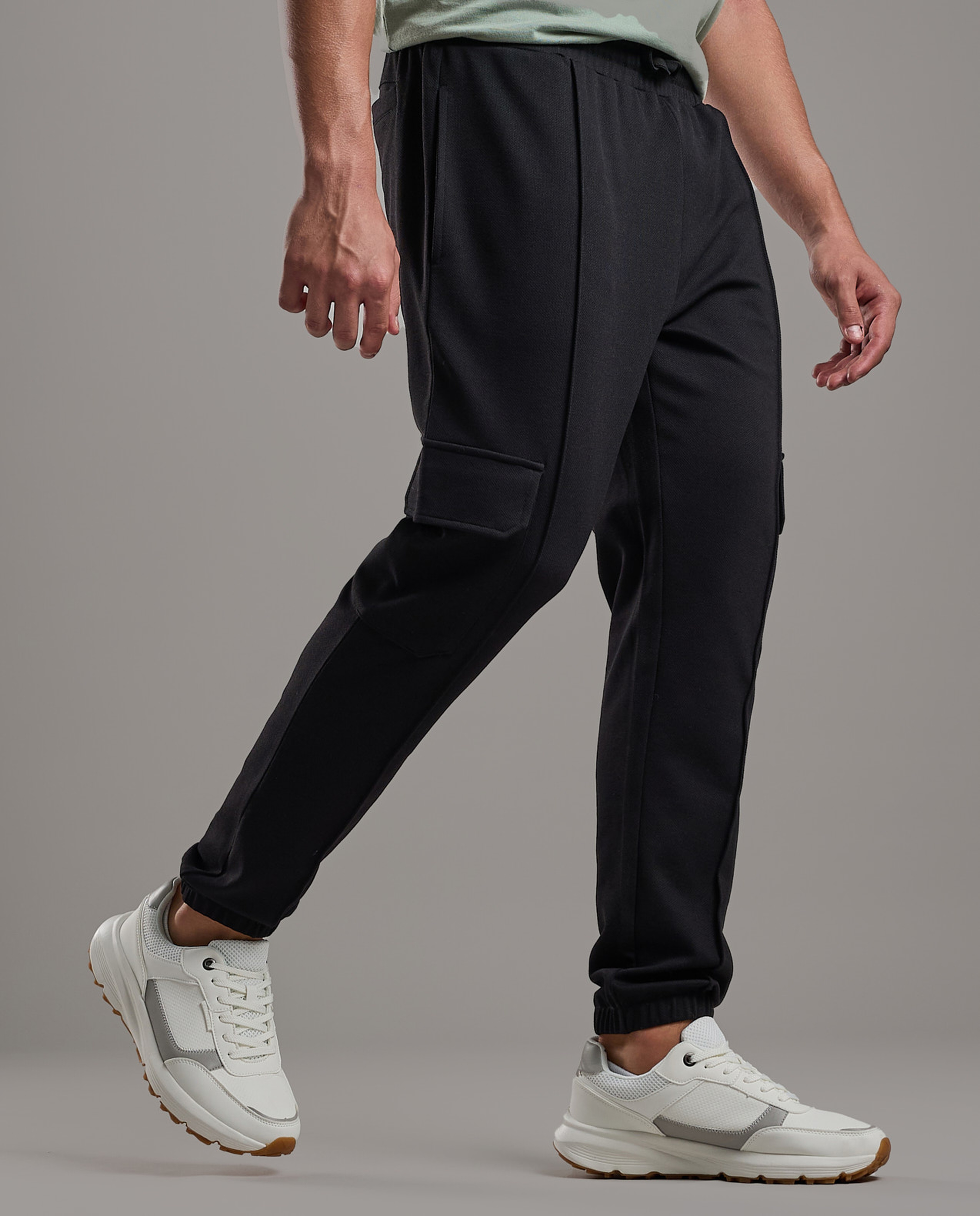 Solid Jogger Pants with Drawstring Waist