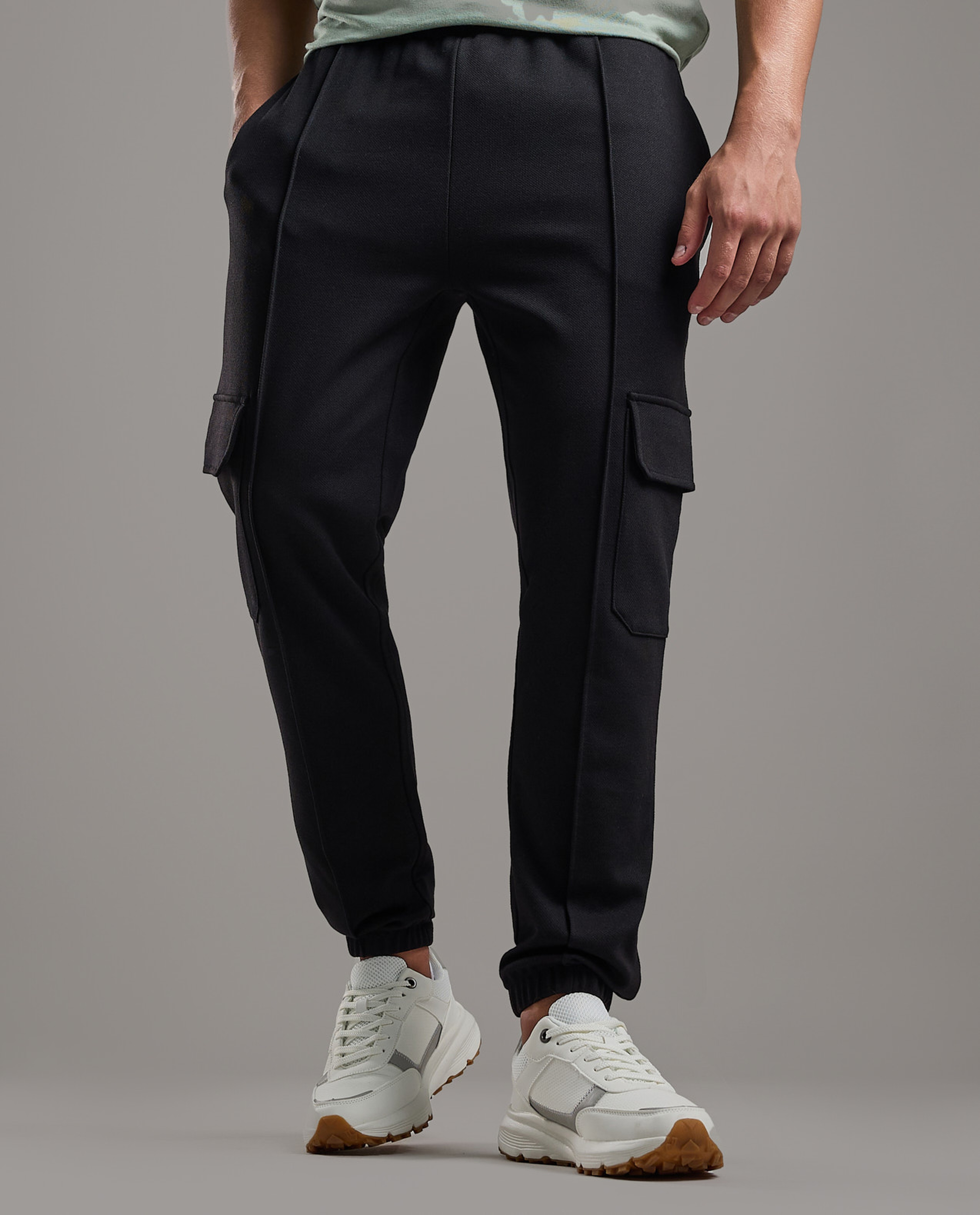 Solid Jogger Pants with Drawstring Waist