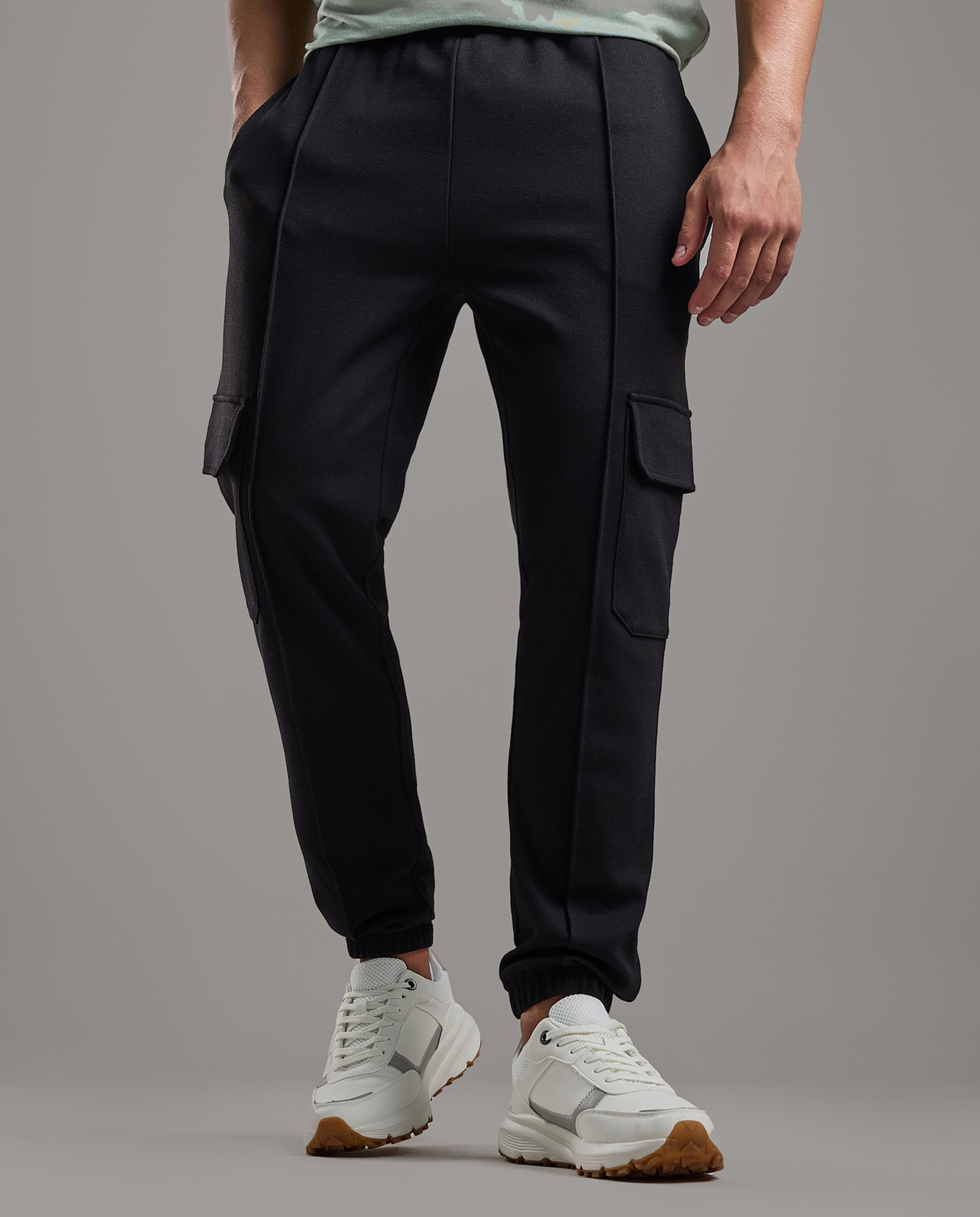 Solid Jogger Pants with Drawstring Waist