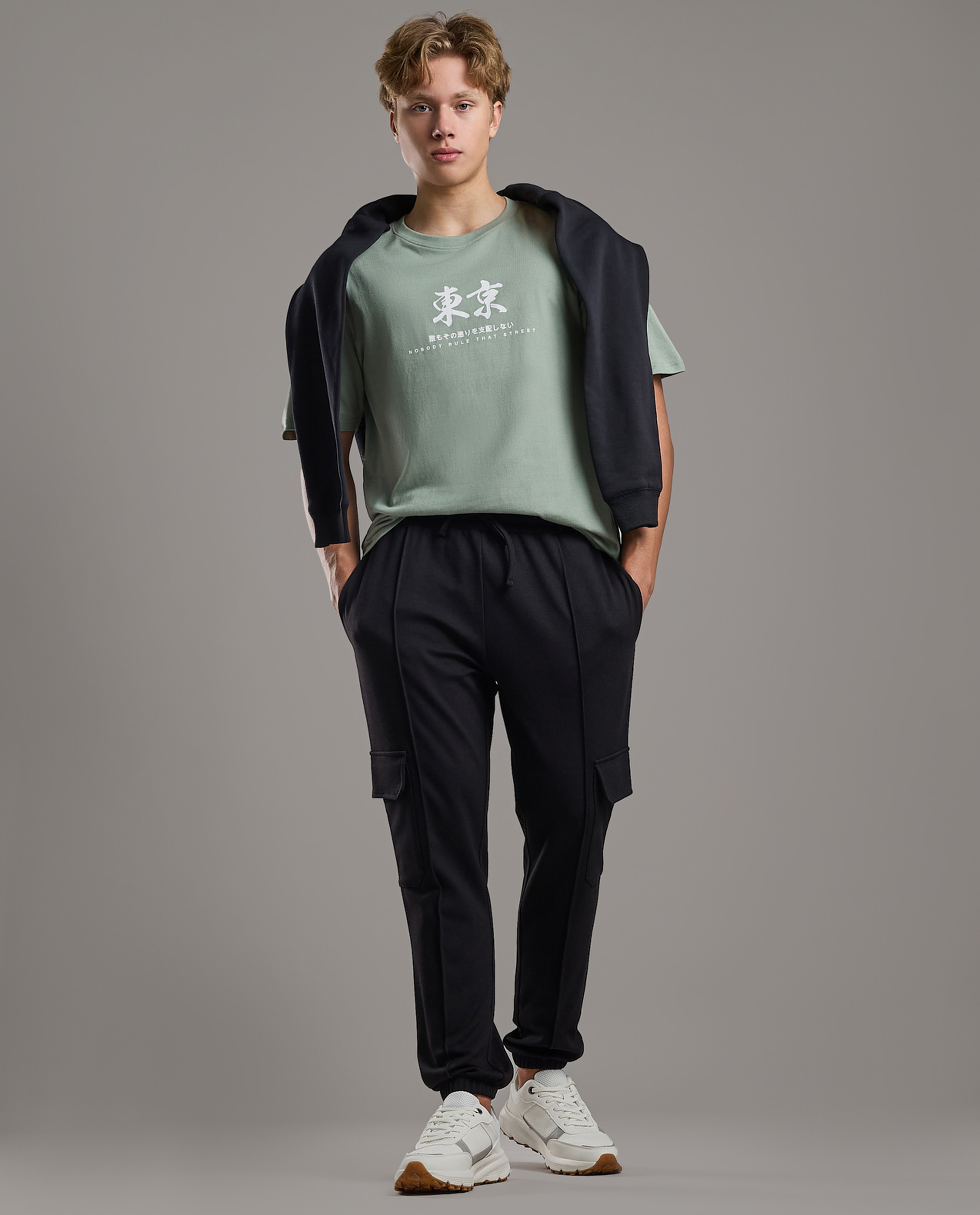 Solid Jogger Pants with Drawstring Waist