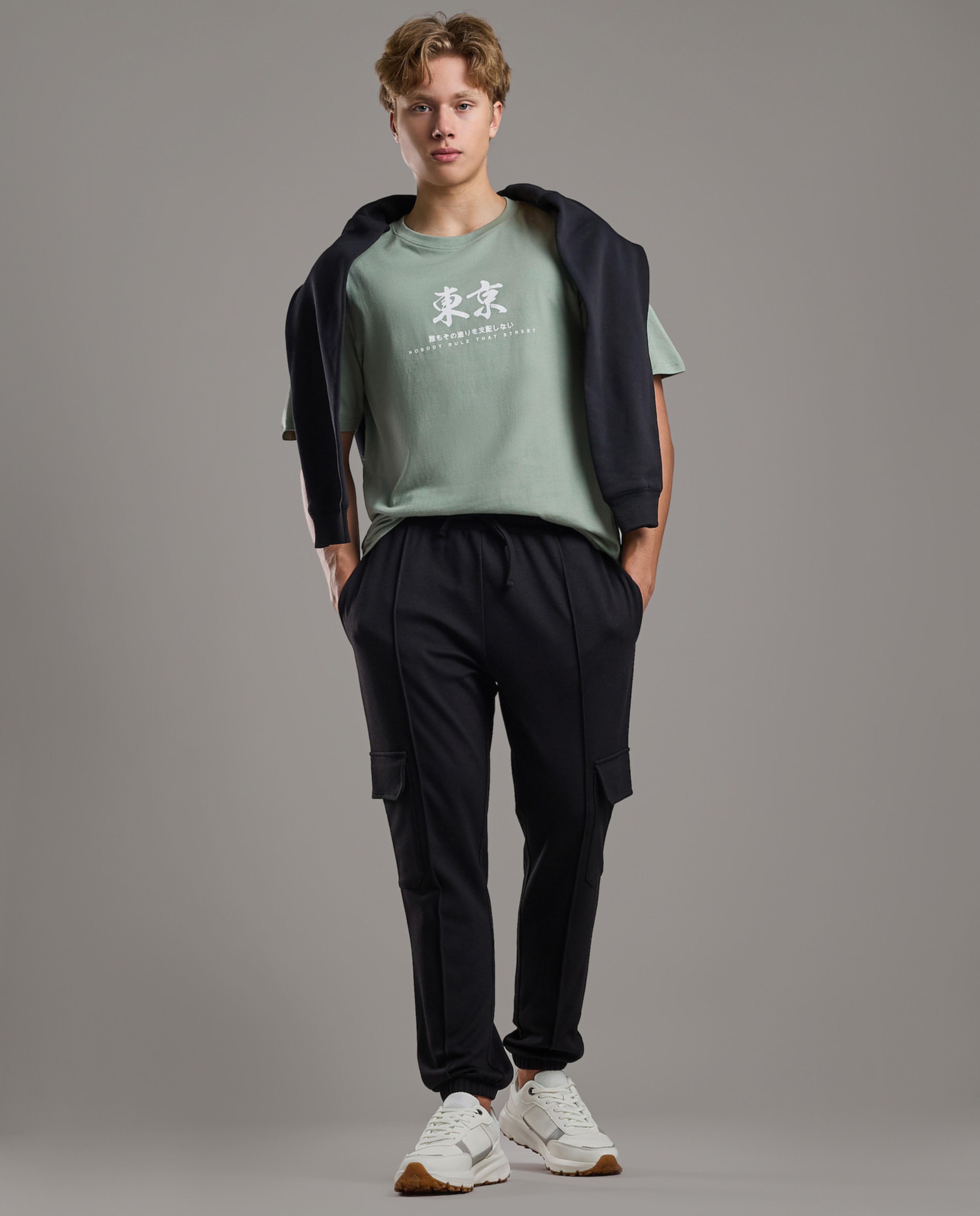 Solid Jogger Pants with Drawstring Waist