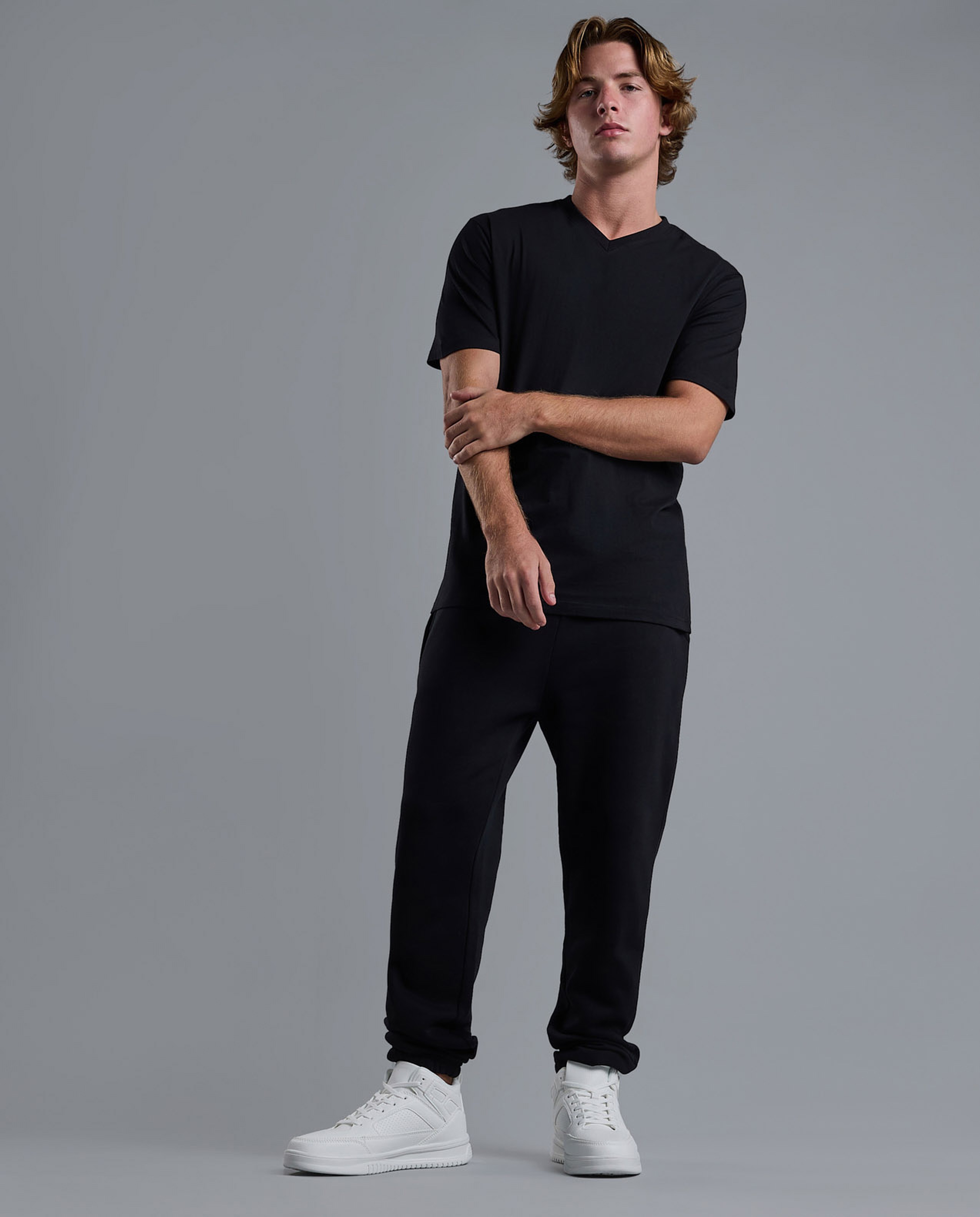 Solid T-Shirt with V-Neck and Short Sleeves