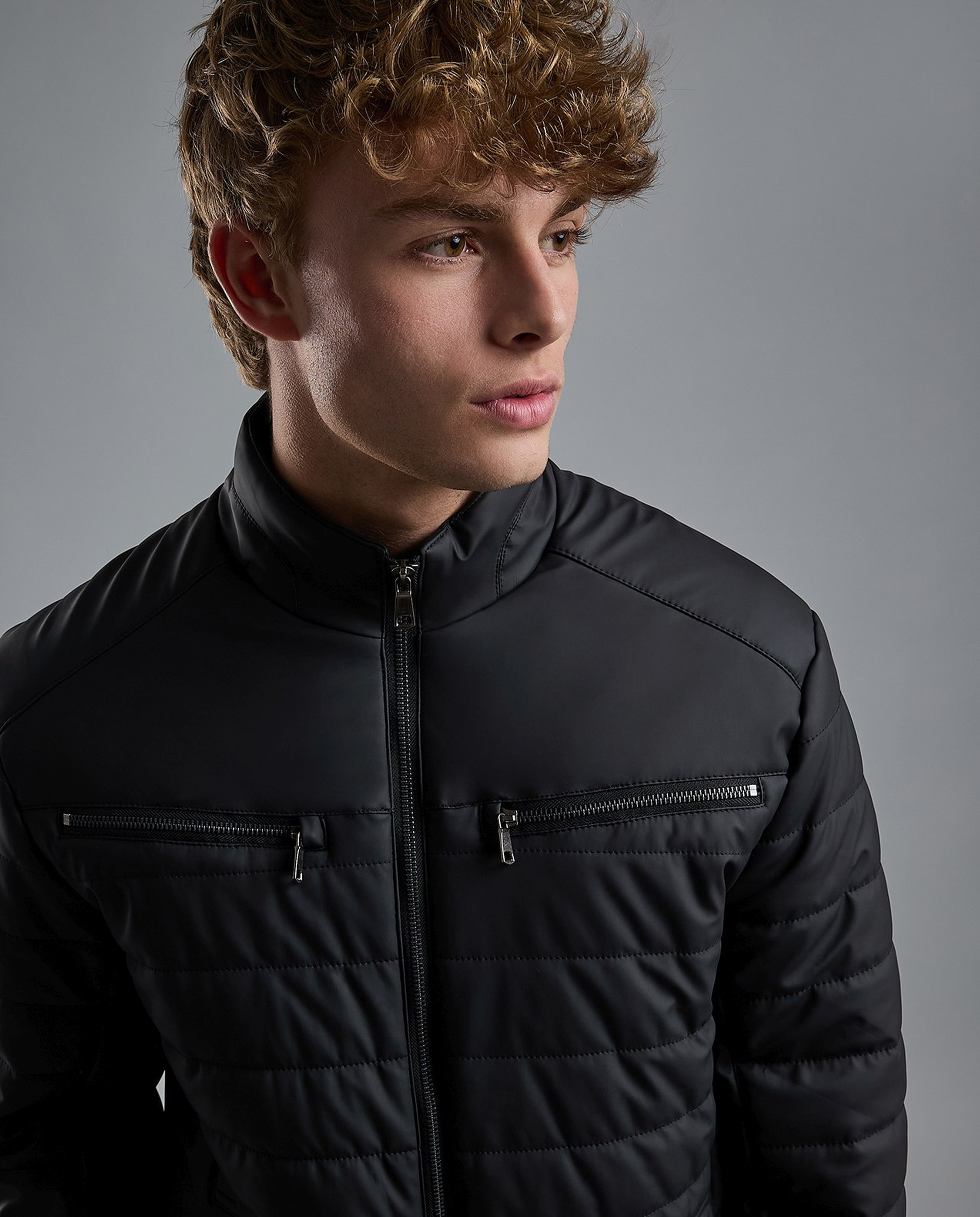 Quilted Puffer Jacket with Zipper Closure