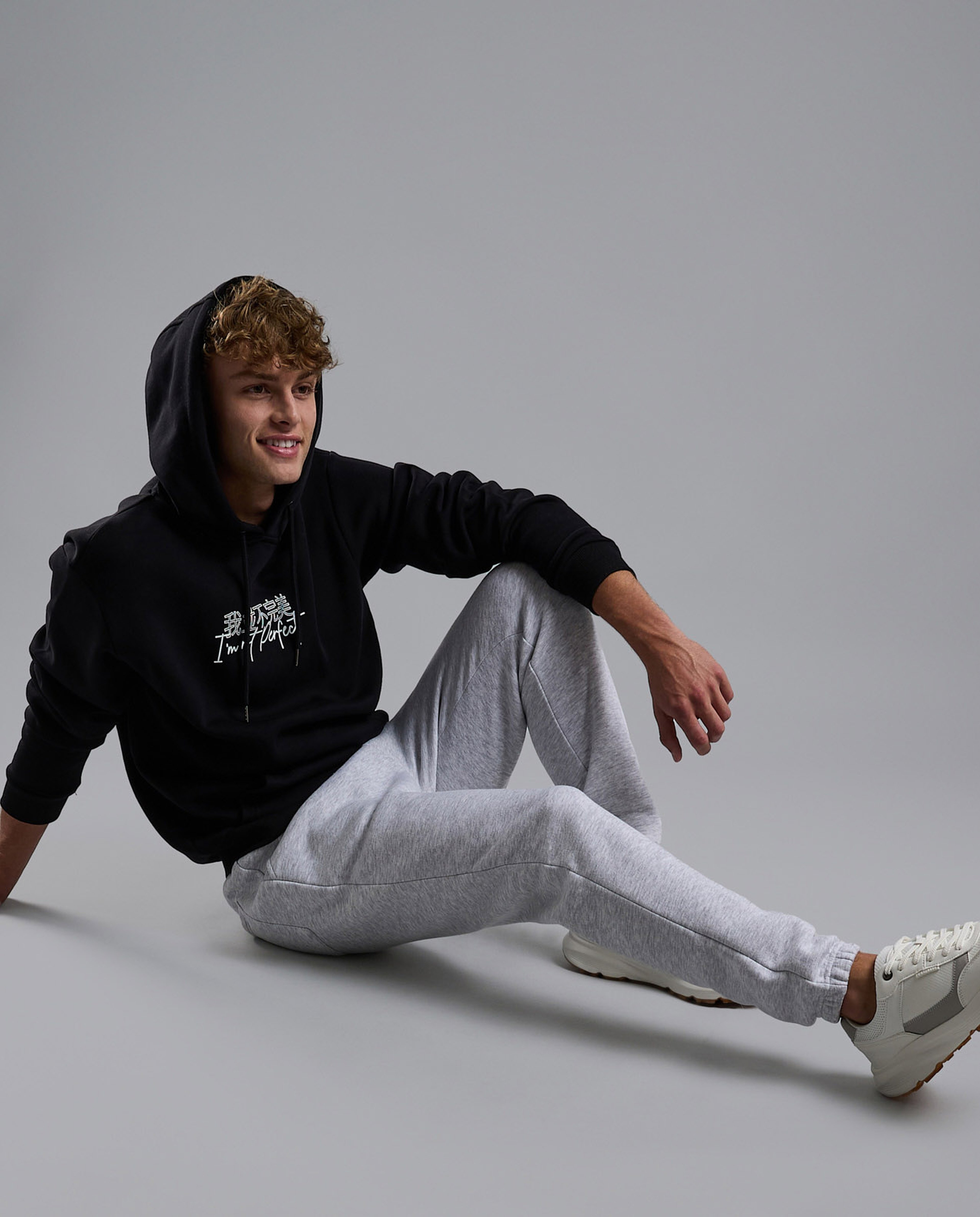 Typography Print Hooded Jacket with Zipper Closure