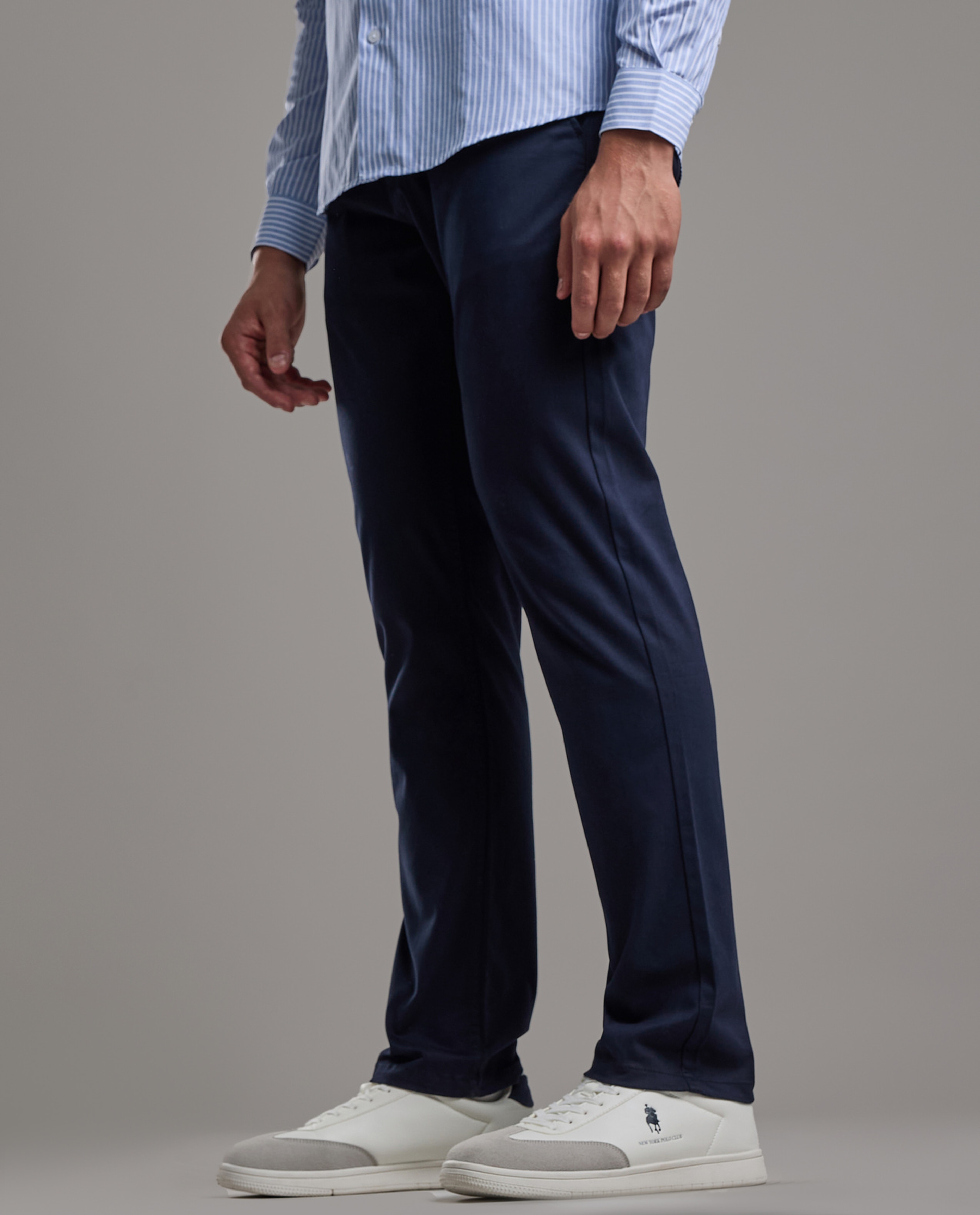 Solid Relaxed Fit Pants with Button Closure