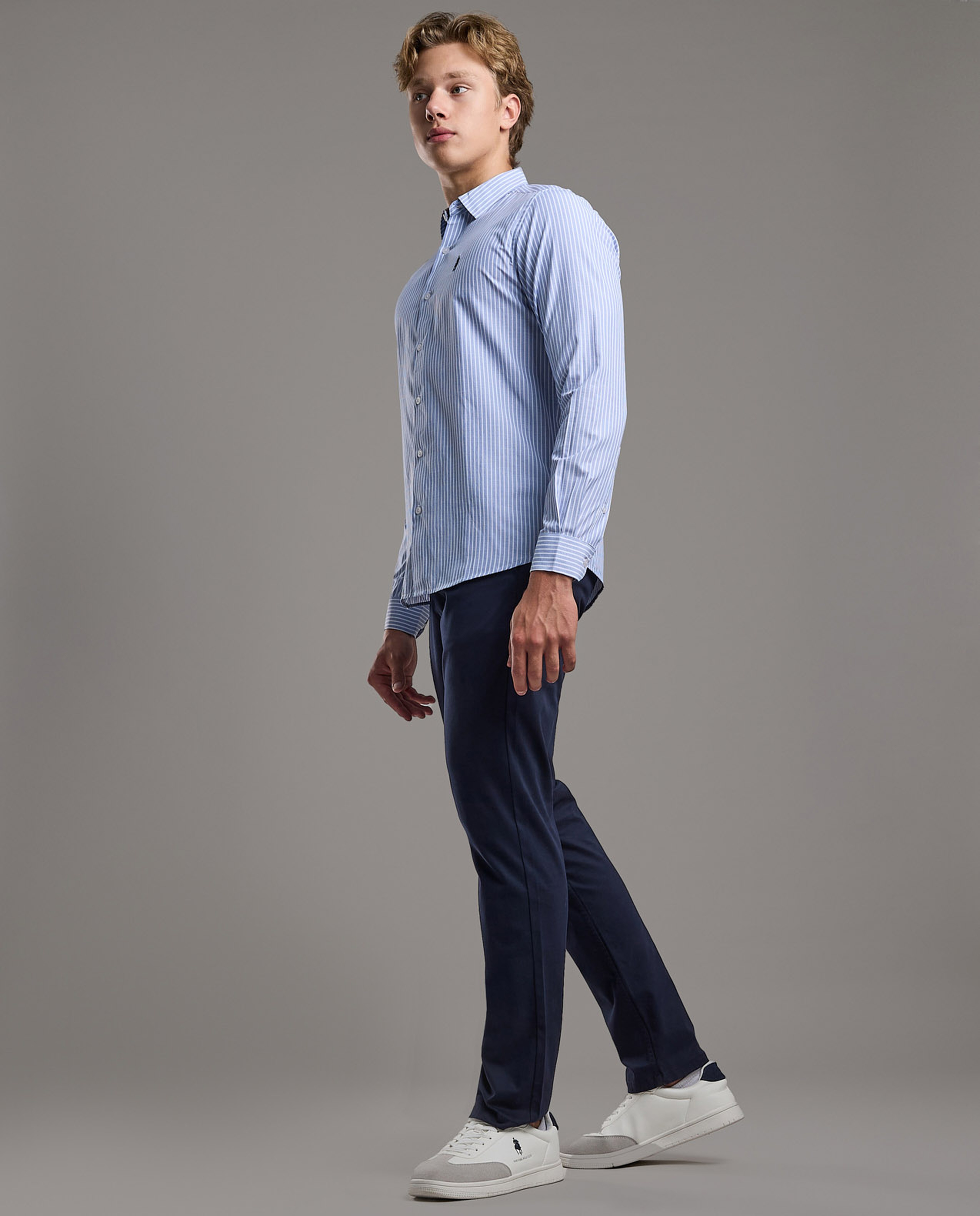 Solid Relaxed Fit Pants with Button Closure