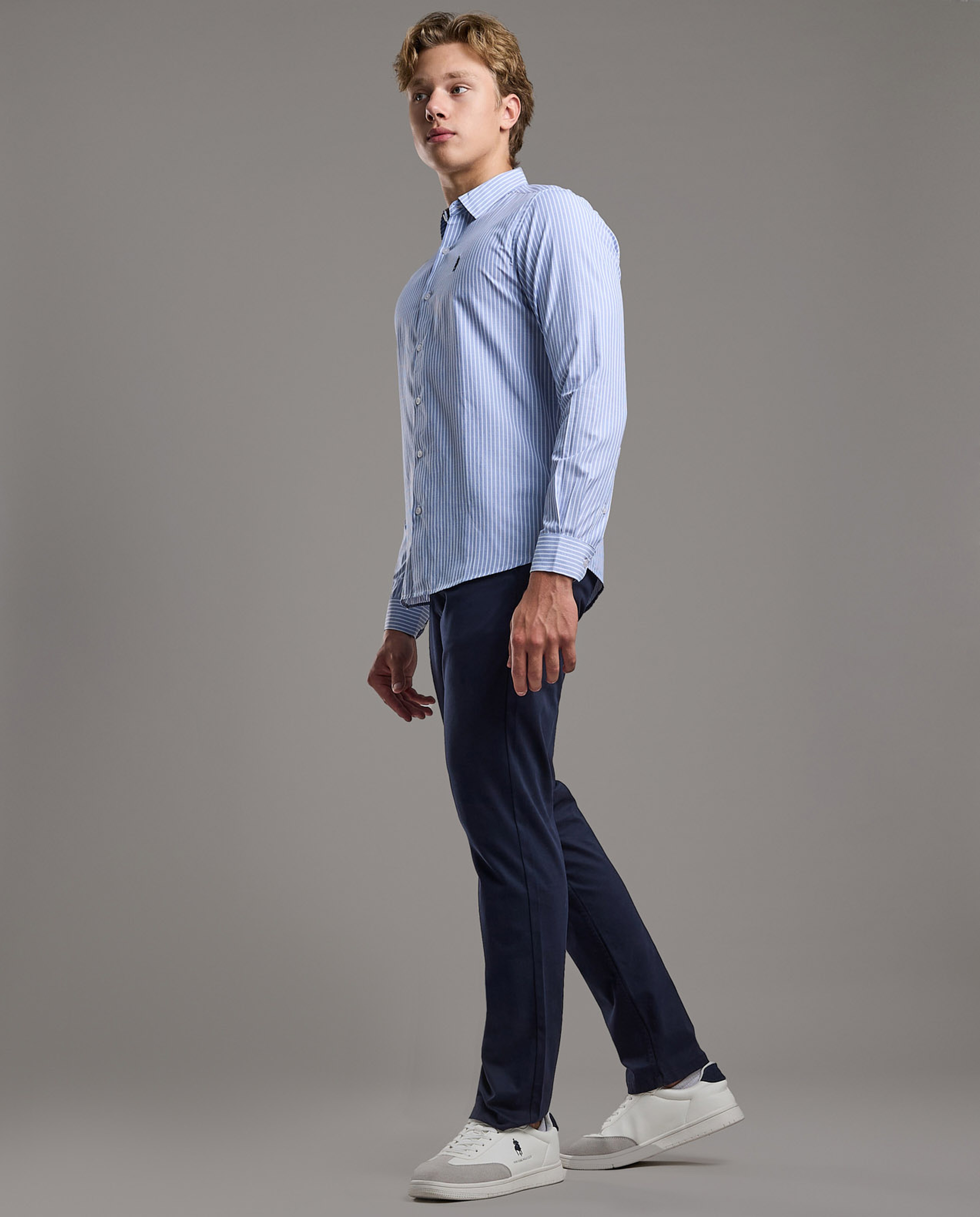 Solid Relaxed Fit Pants with Button Closure