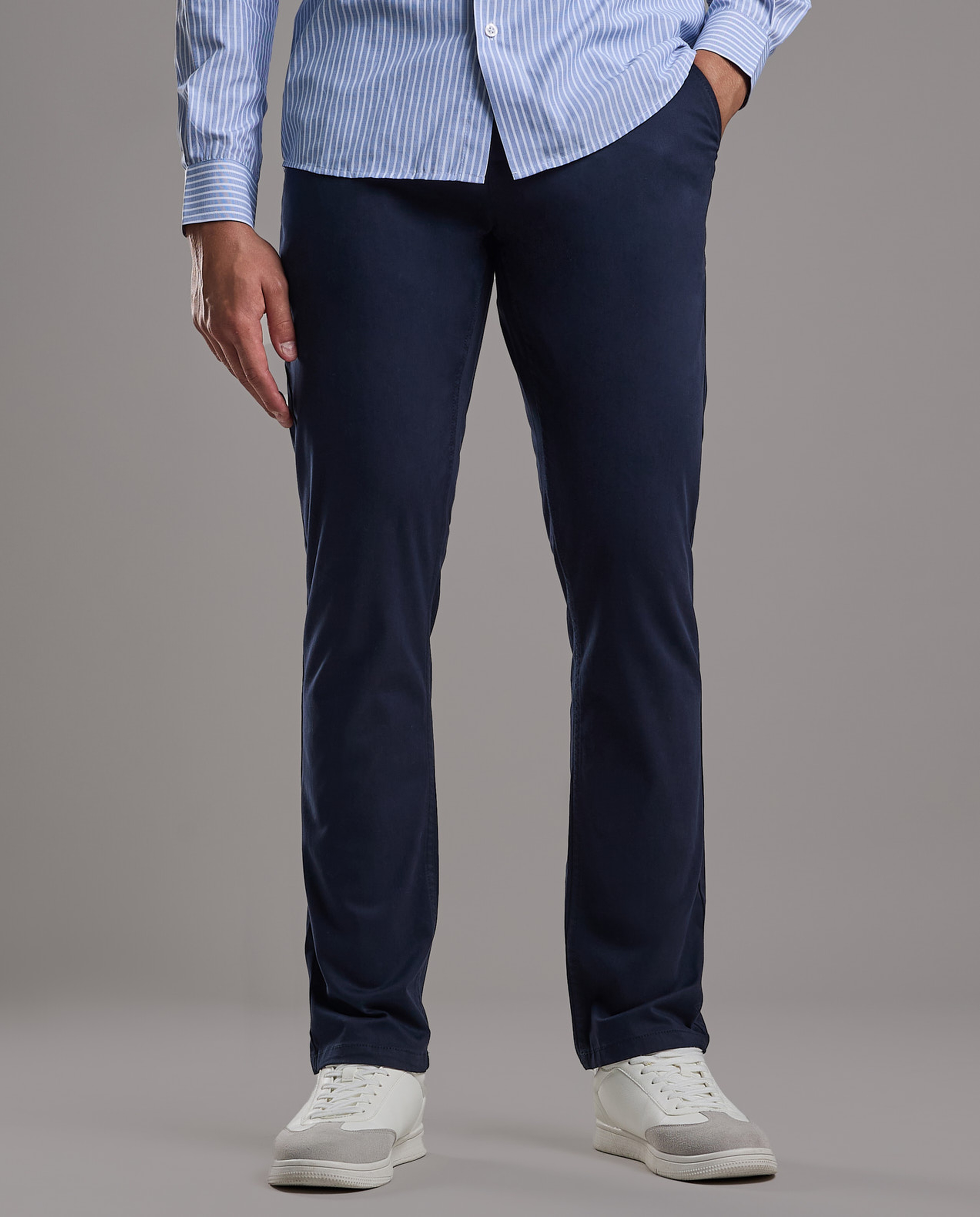 Solid Relaxed Fit Pants with Button Closure