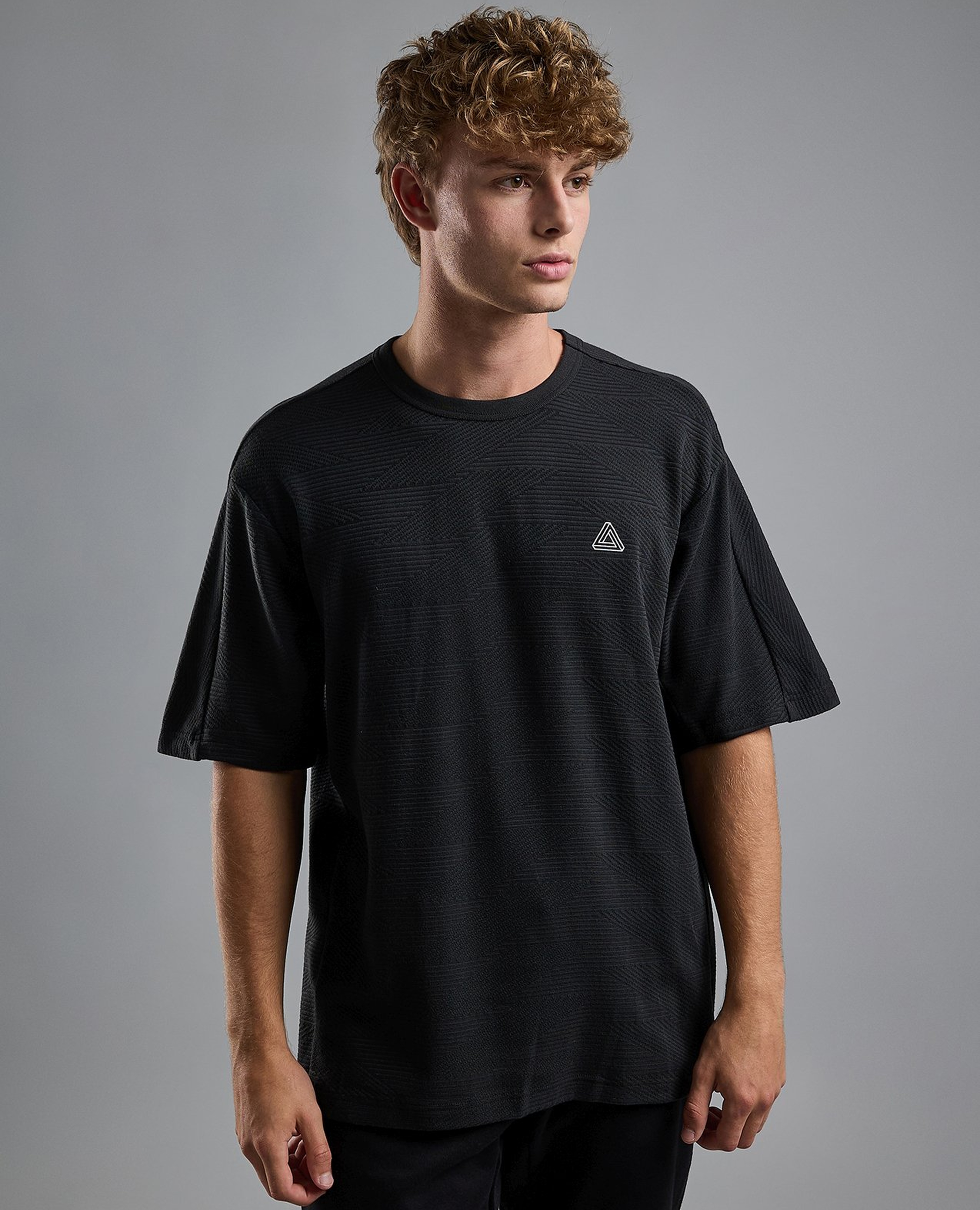 Print Detail Active T-Shirt with Crew Neck and Short Sleeves