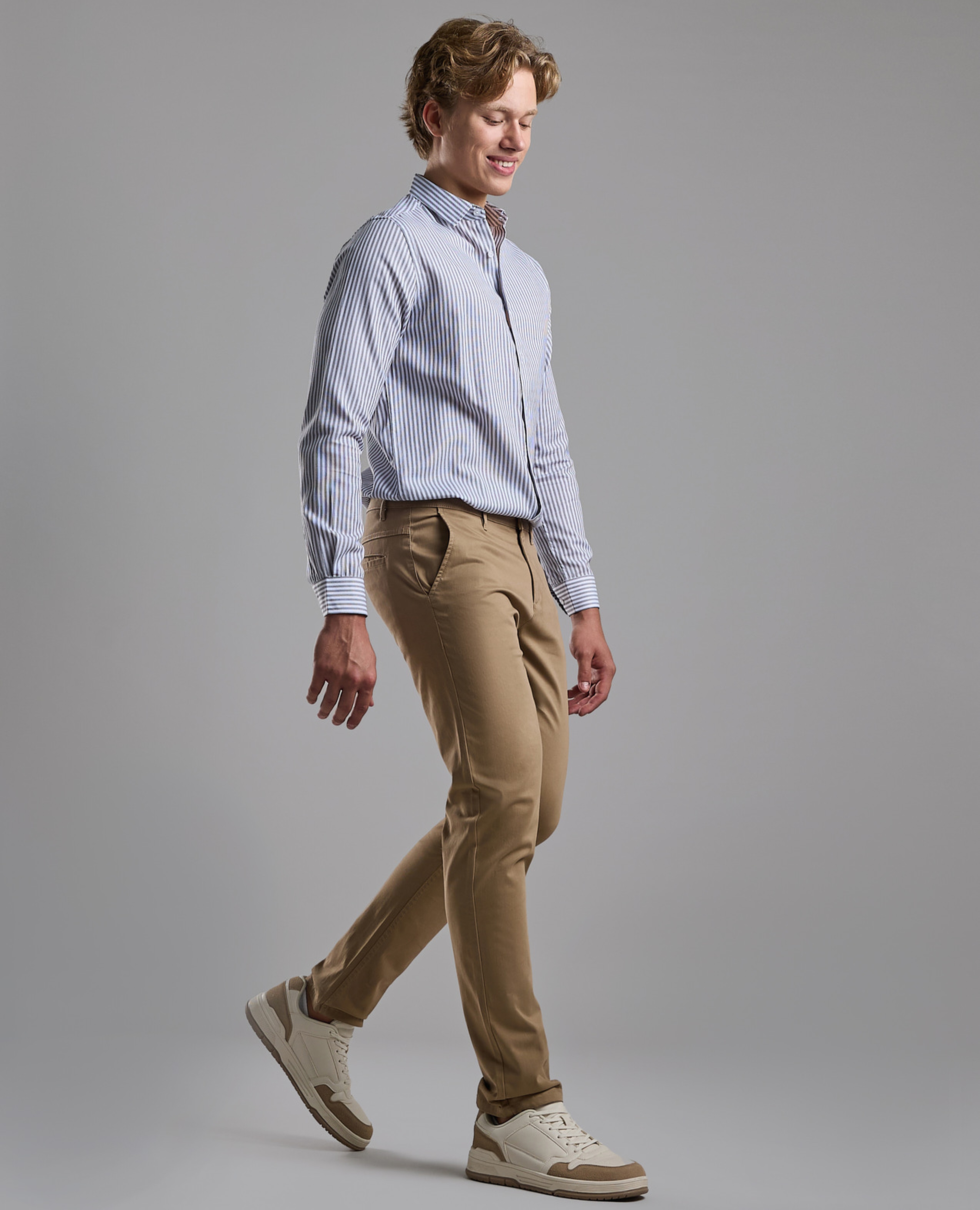 Solid Slim Fit Pants with Button Closure