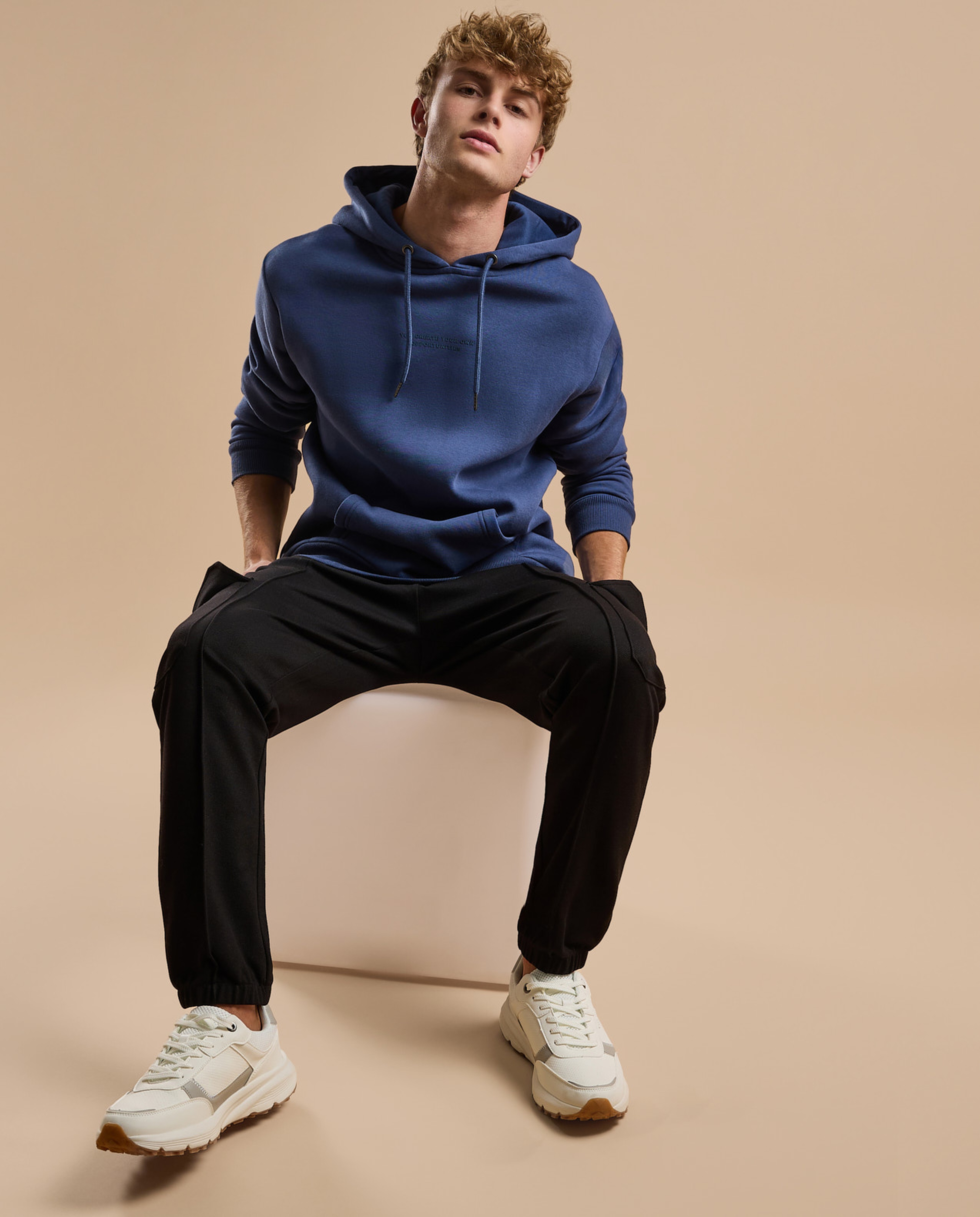 Printed Hoodie with Long Sleeves