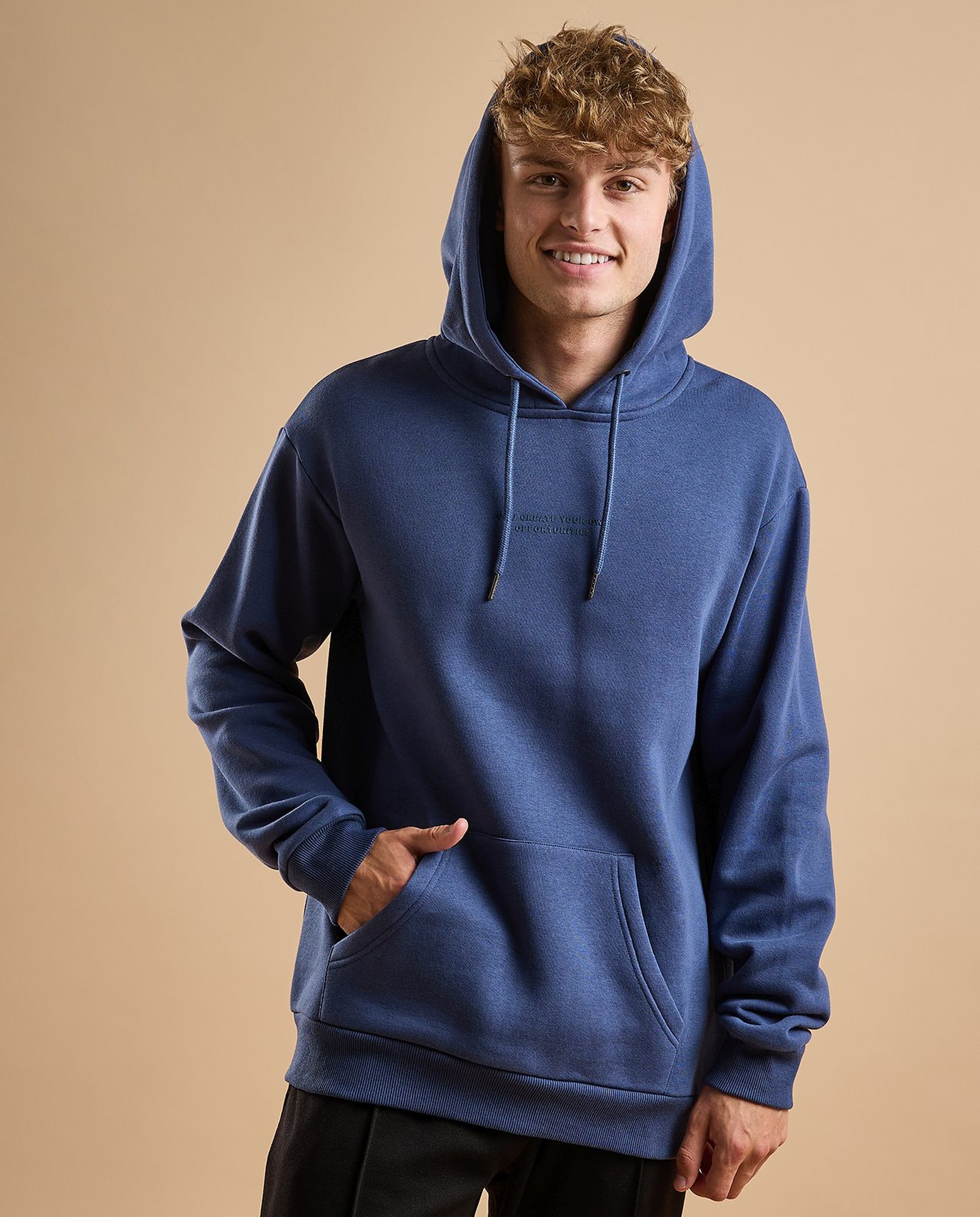 Printed Hoodie with Long Sleeves