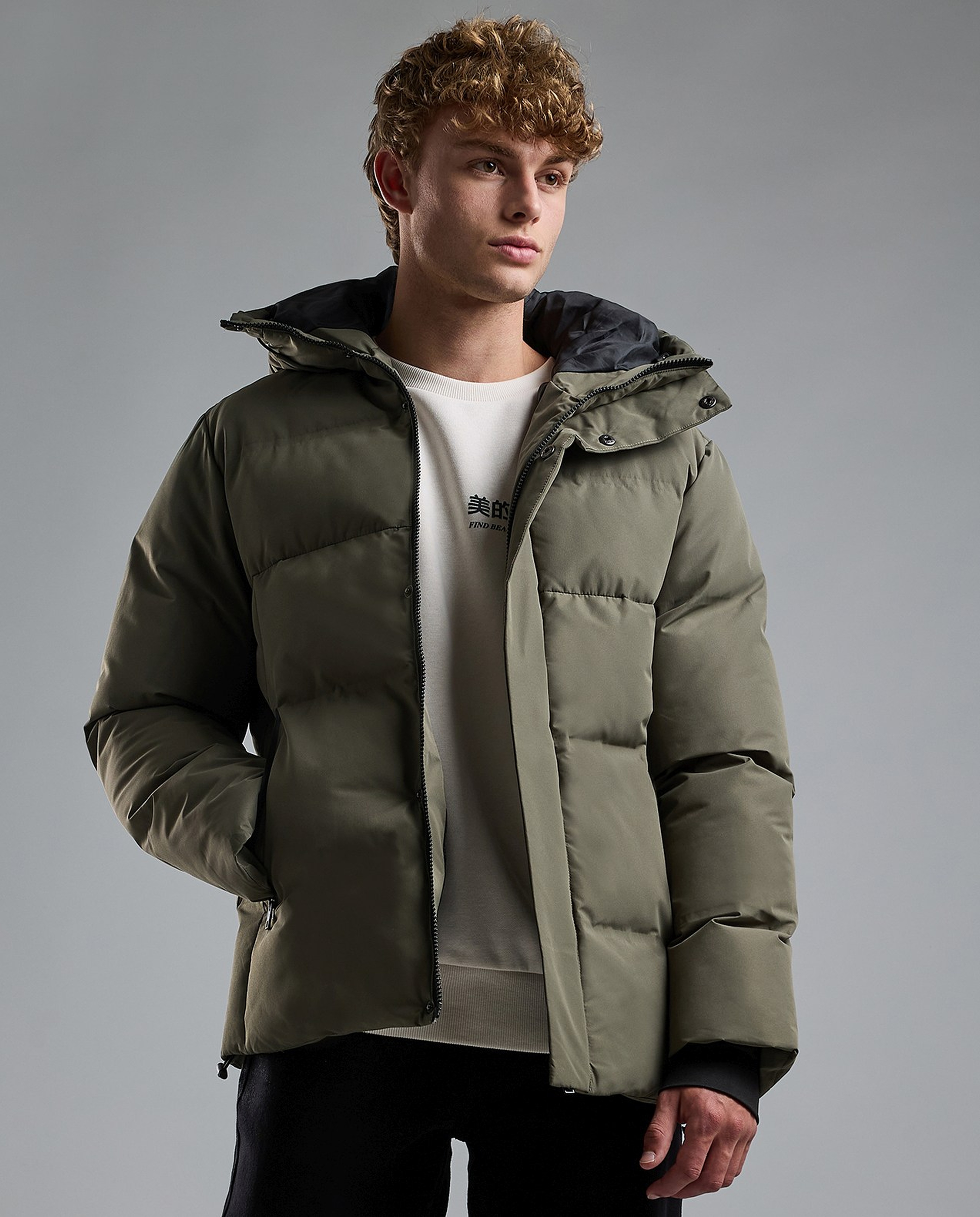 Quilted Hooded Puffer Jacket with Zipper Closure