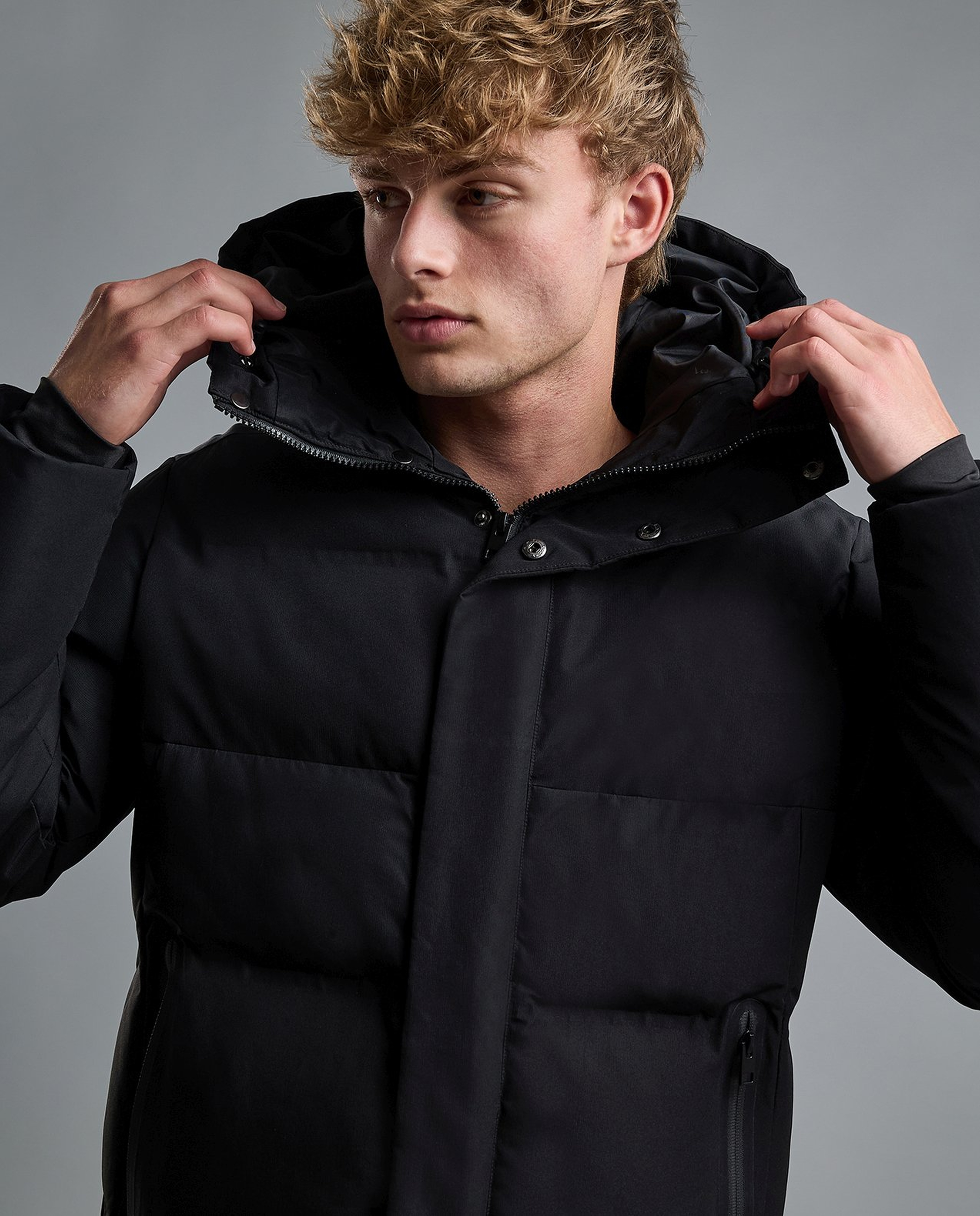 Quilted Hooded Puffer Jacket with Zipper Closure