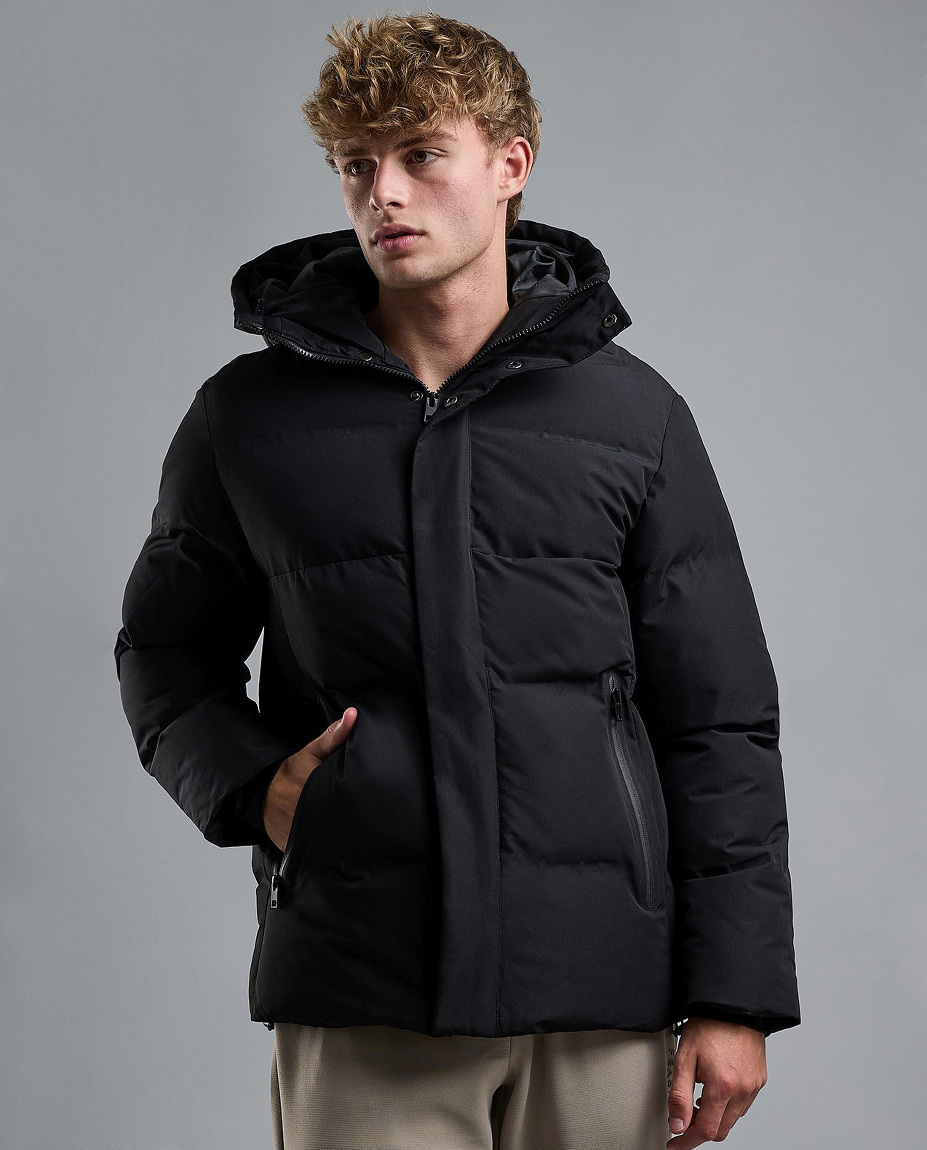 Quilted Hooded Puffer Jacket with Zipper Closure