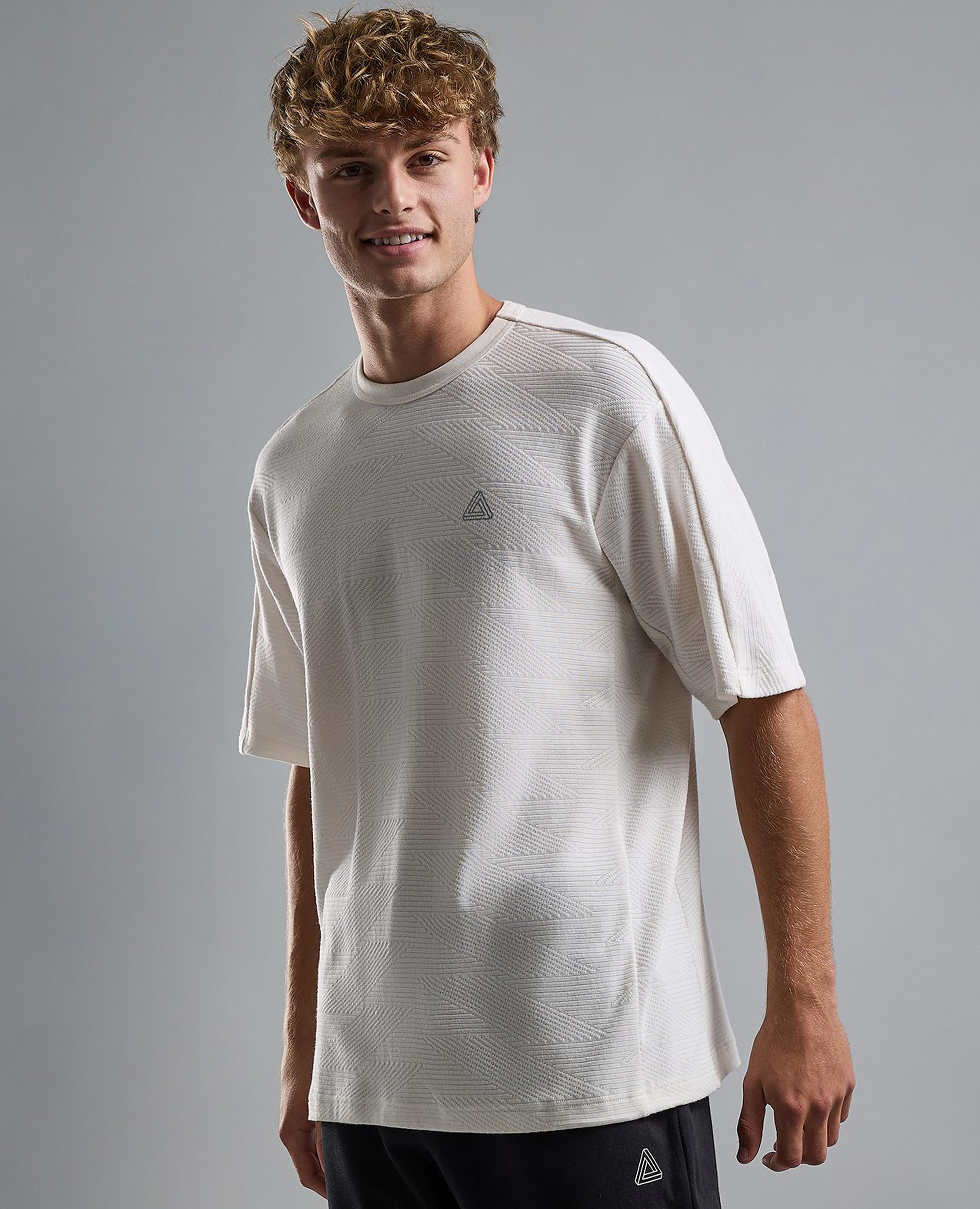 Print Detail Active T-Shirt with Crew Neck and Short Sleeves