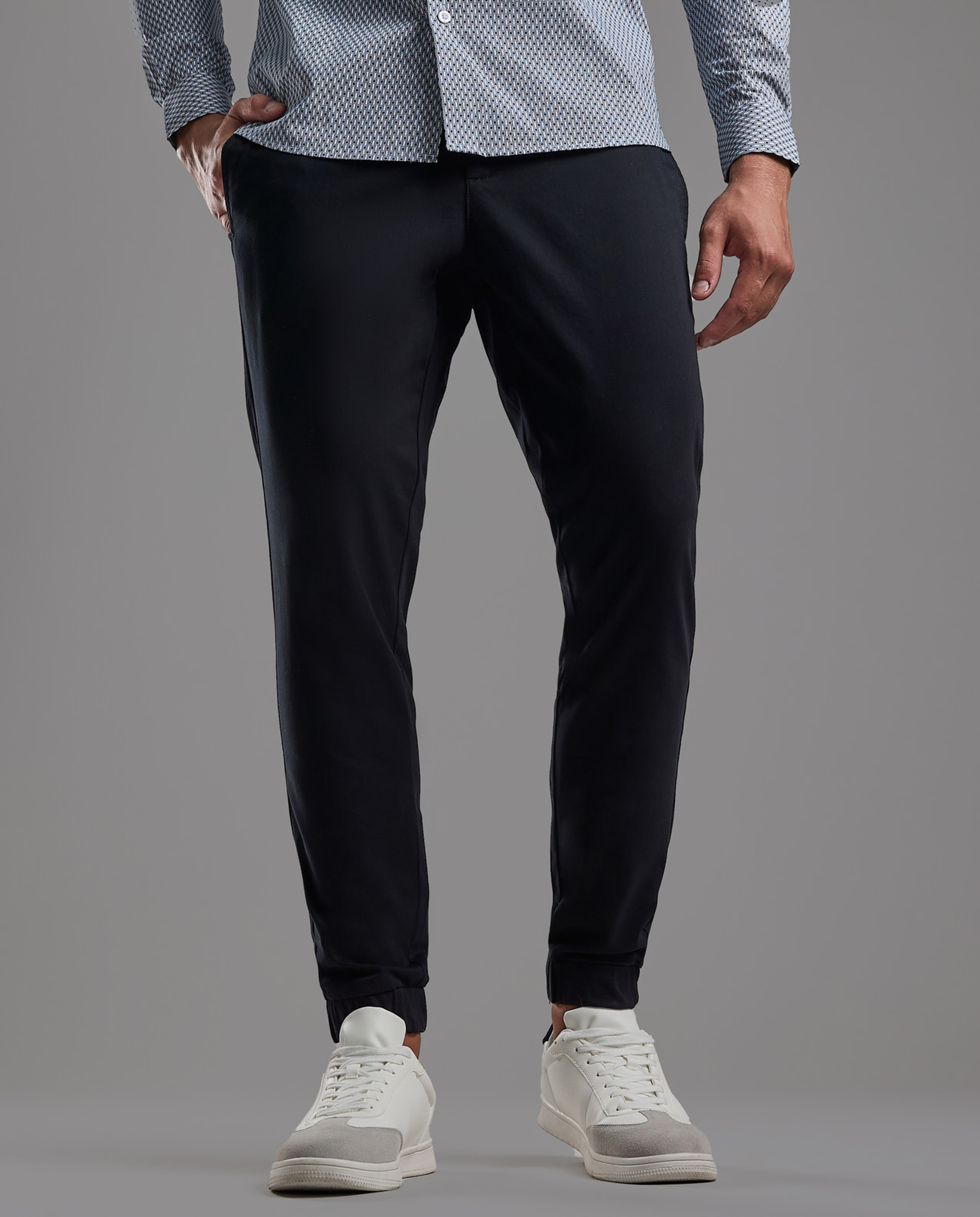 Solid Jogger Pants with Drawstring Waist