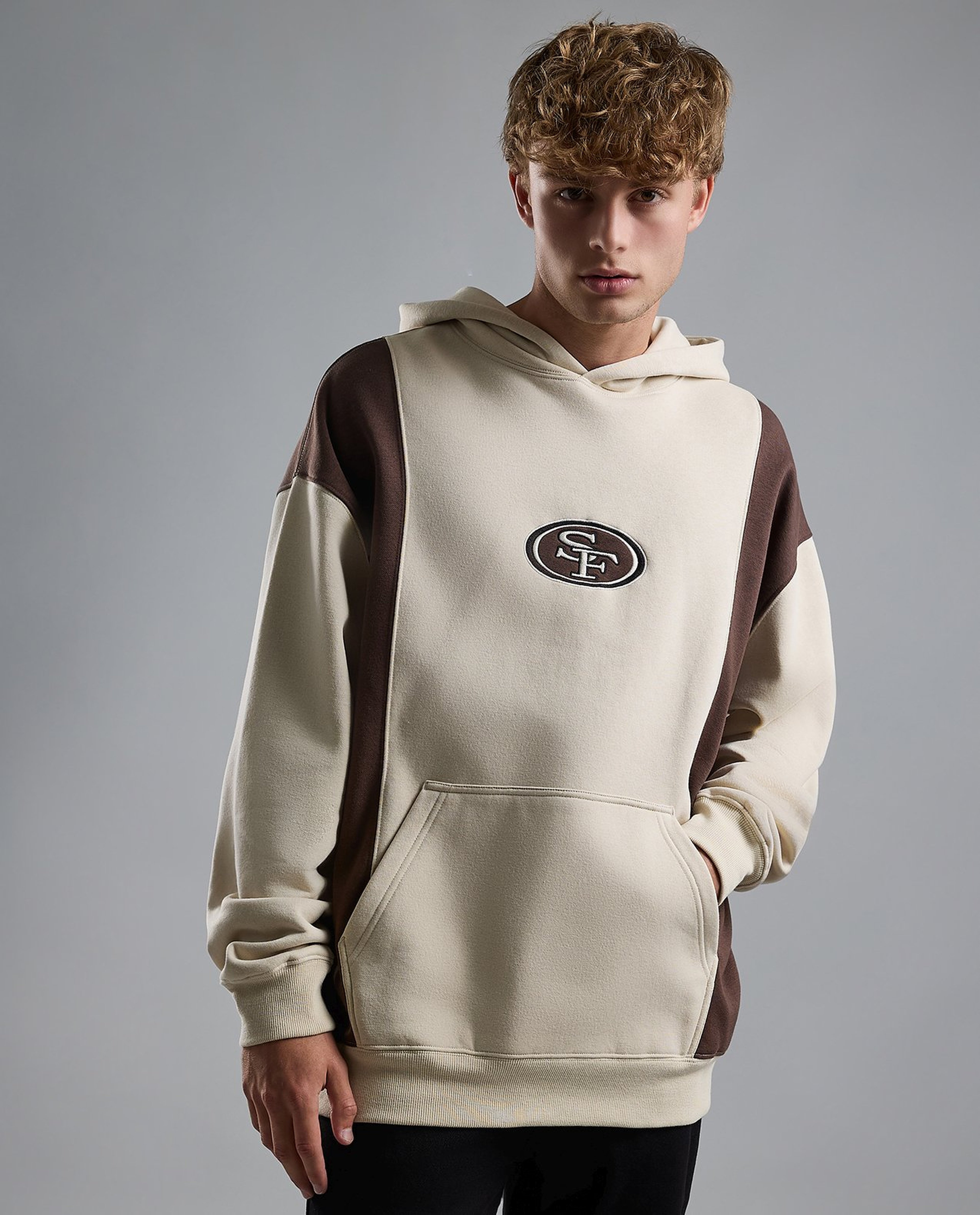 Color Block Hoodie with Long Sleeves