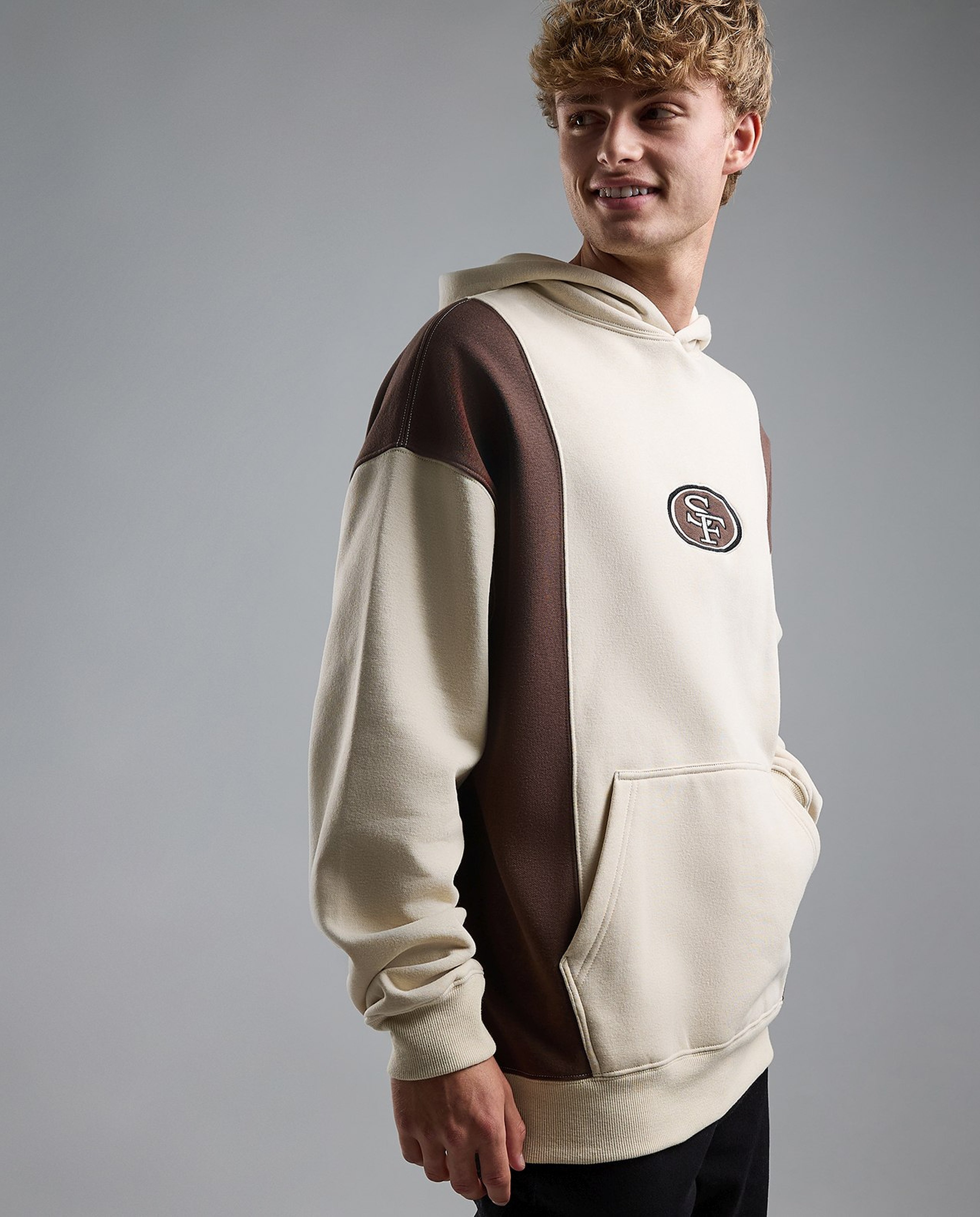 Color Block Hoodie with Long Sleeves