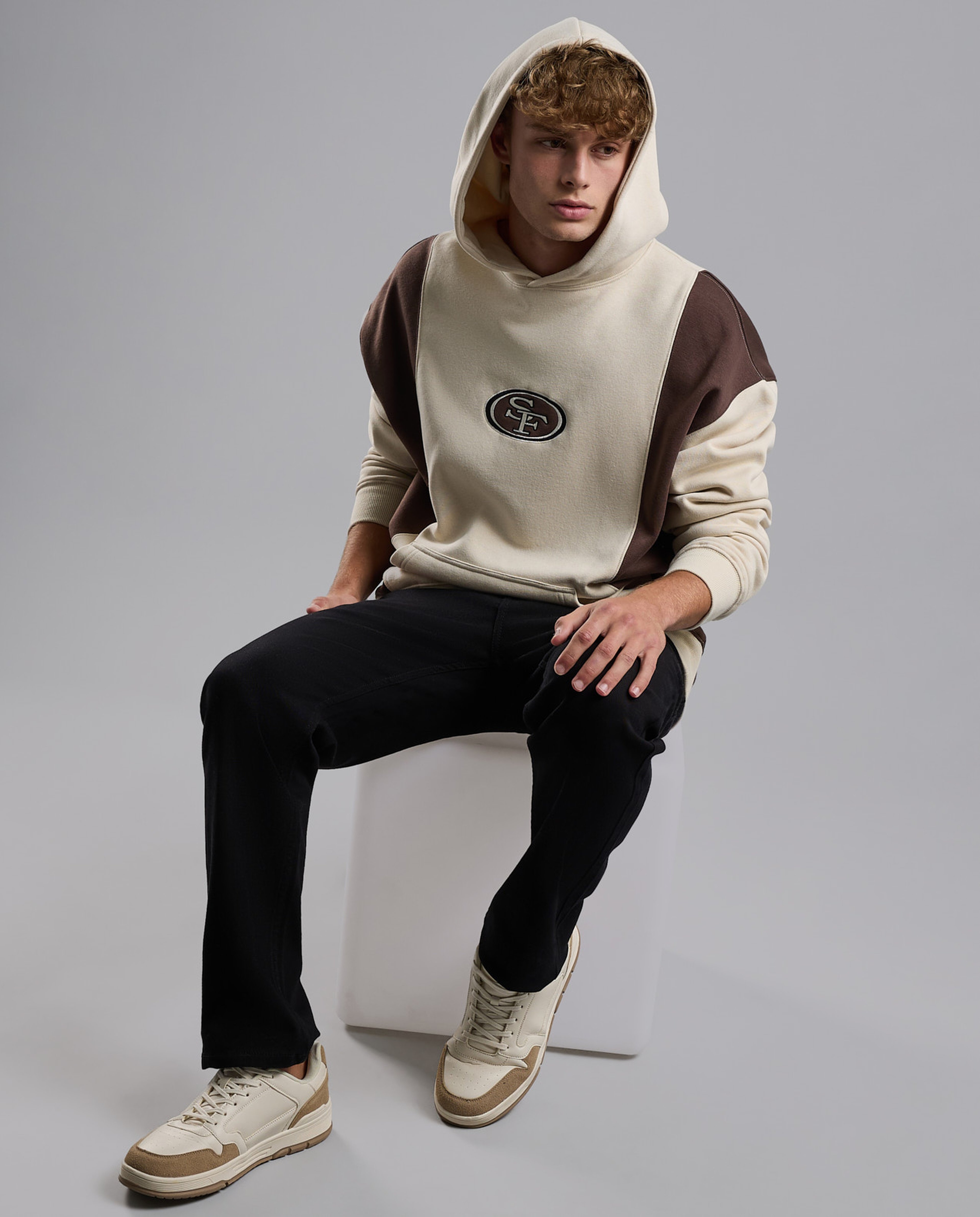 Color Block Hoodie with Long Sleeves