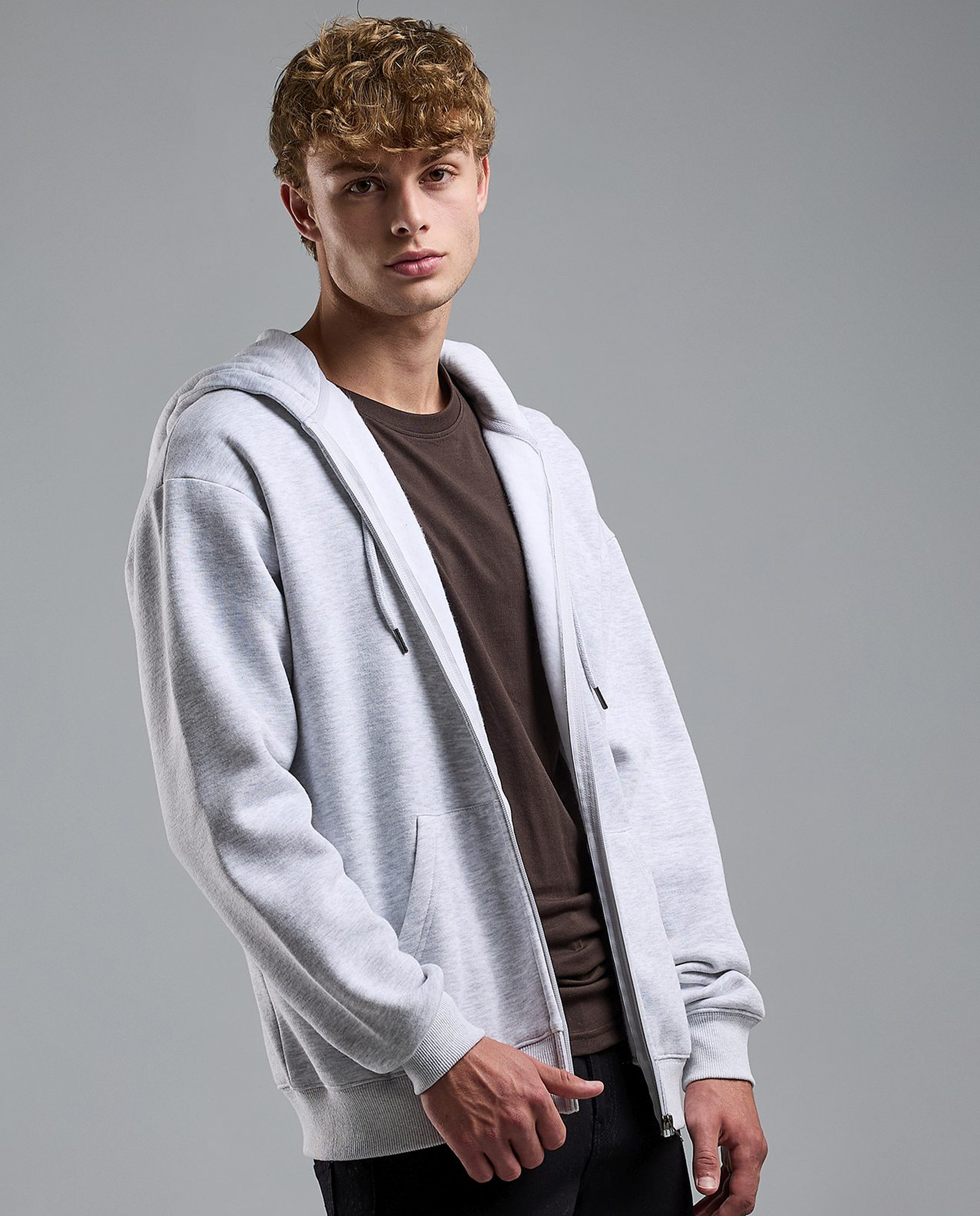 Solid Hooded Jacket with Zipper Closure