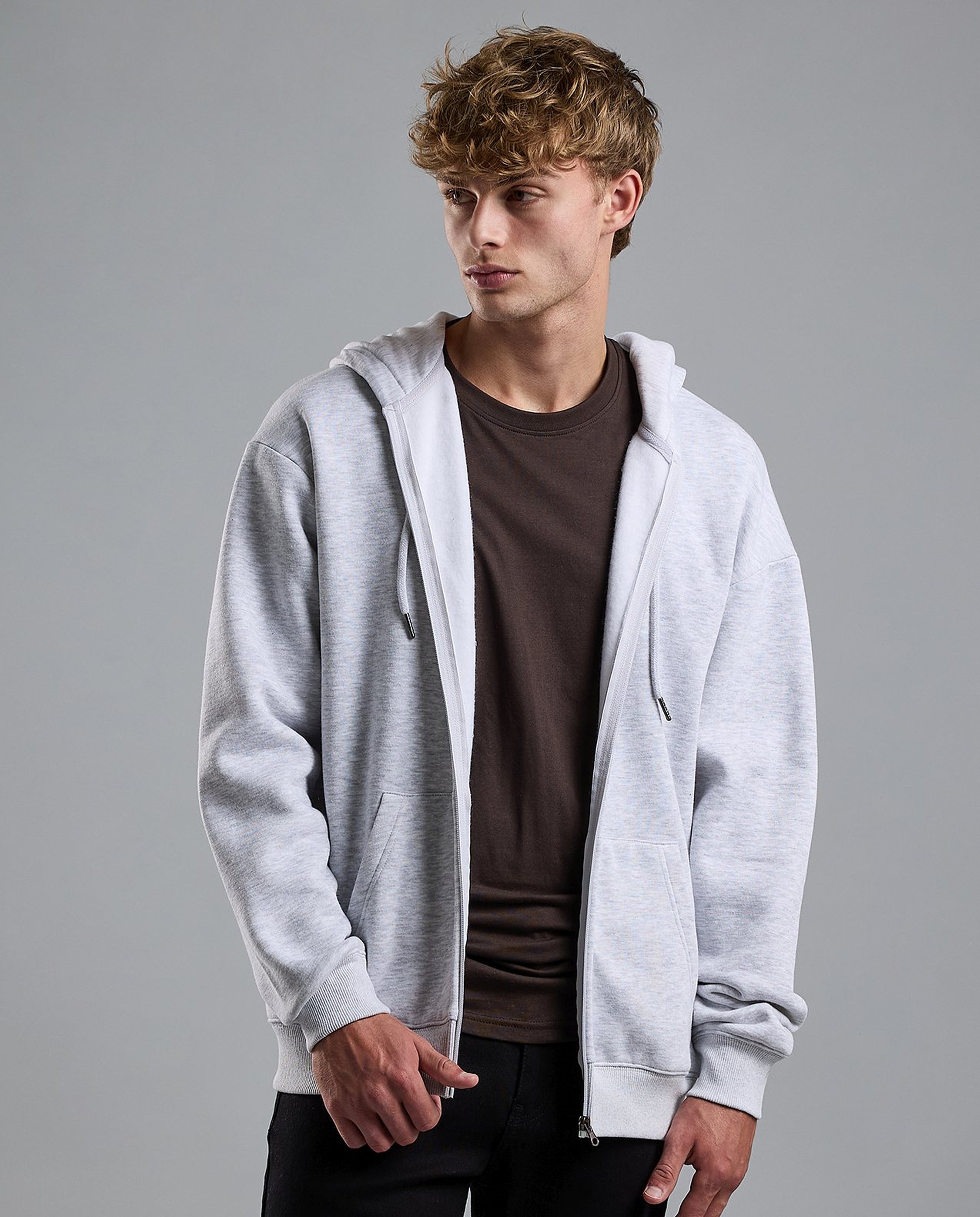 Solid Hooded Jacket with Zipper Closure