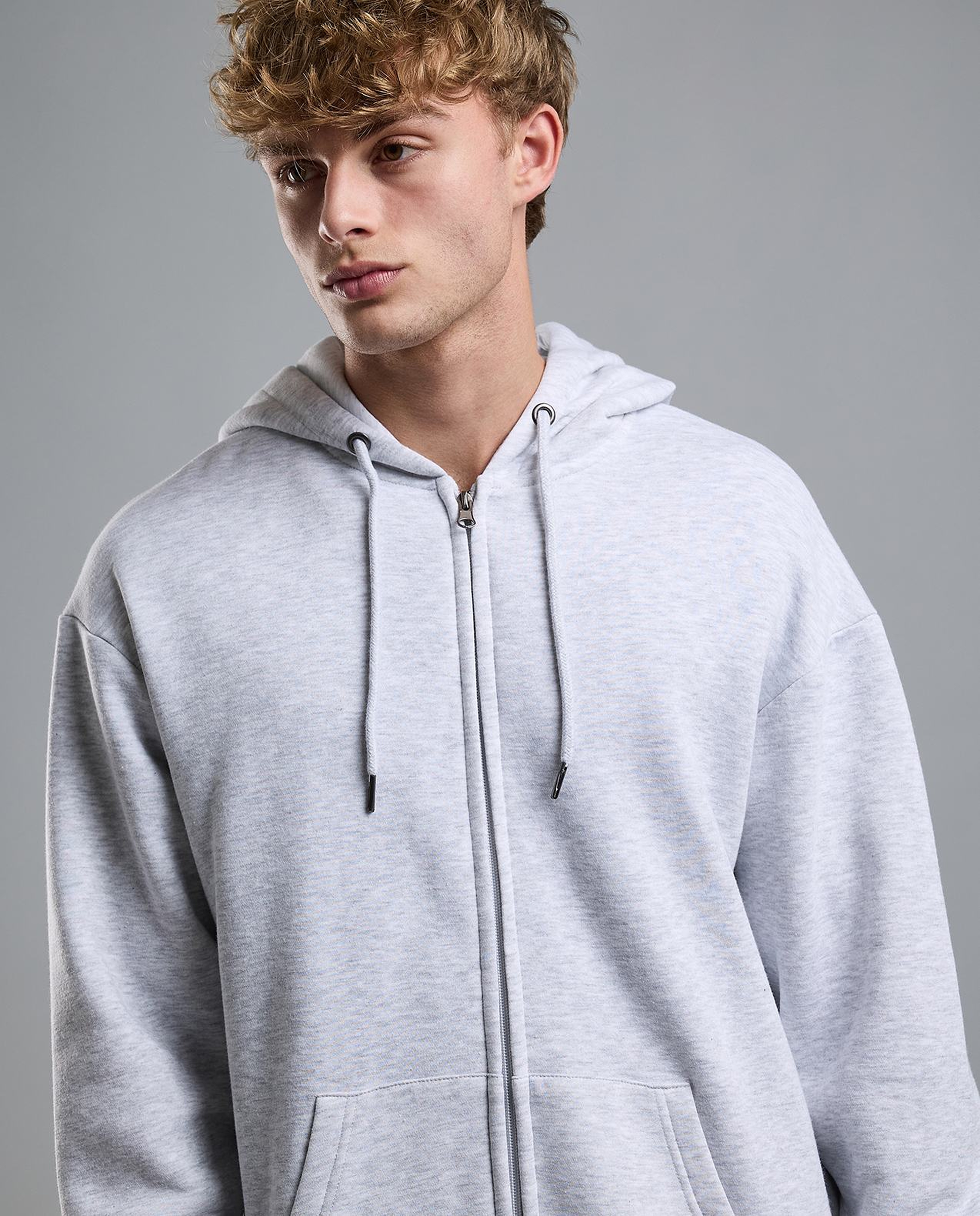 Solid Hooded Jacket with Zipper Closure