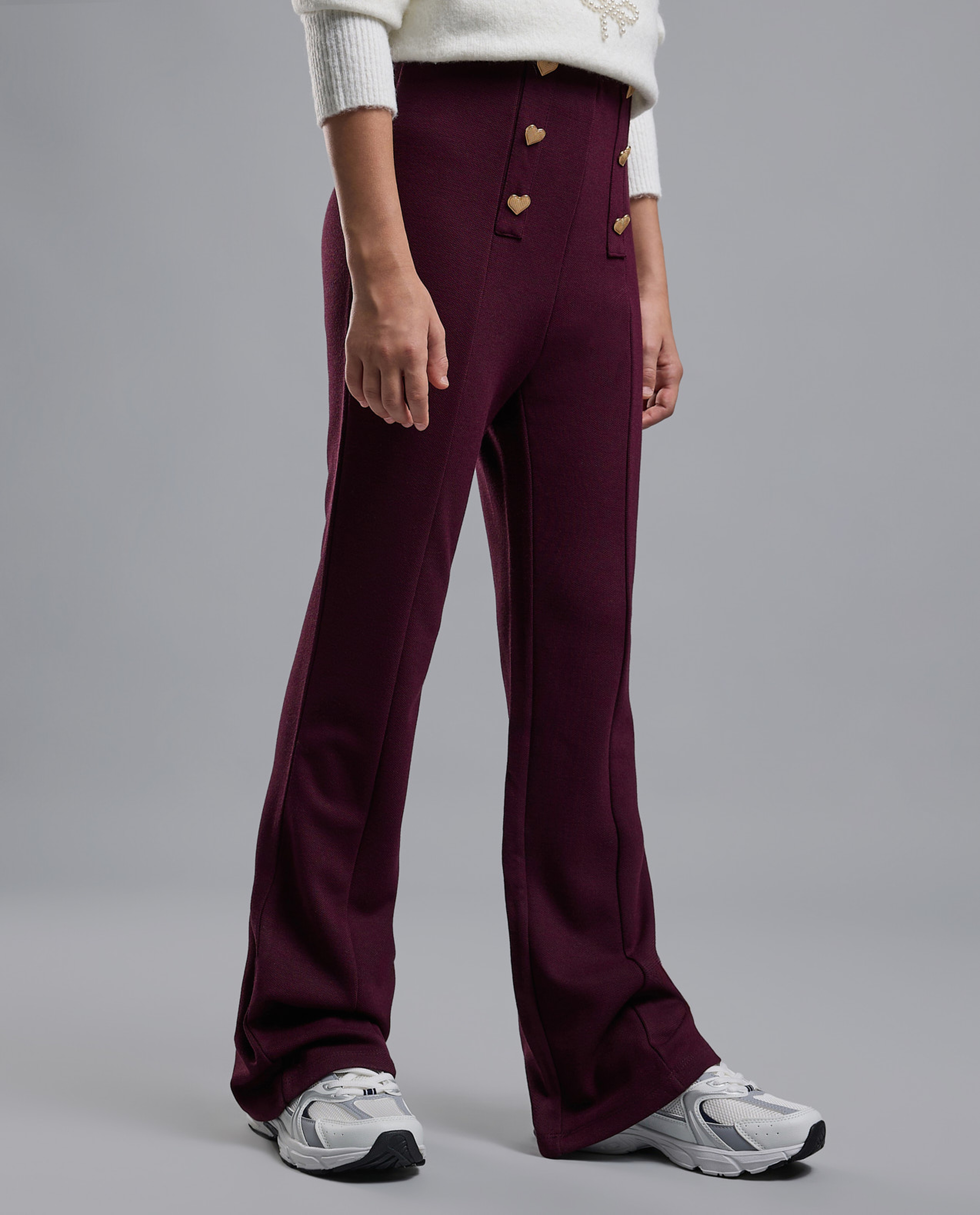 Solid Flared Pants with Elastic Waist