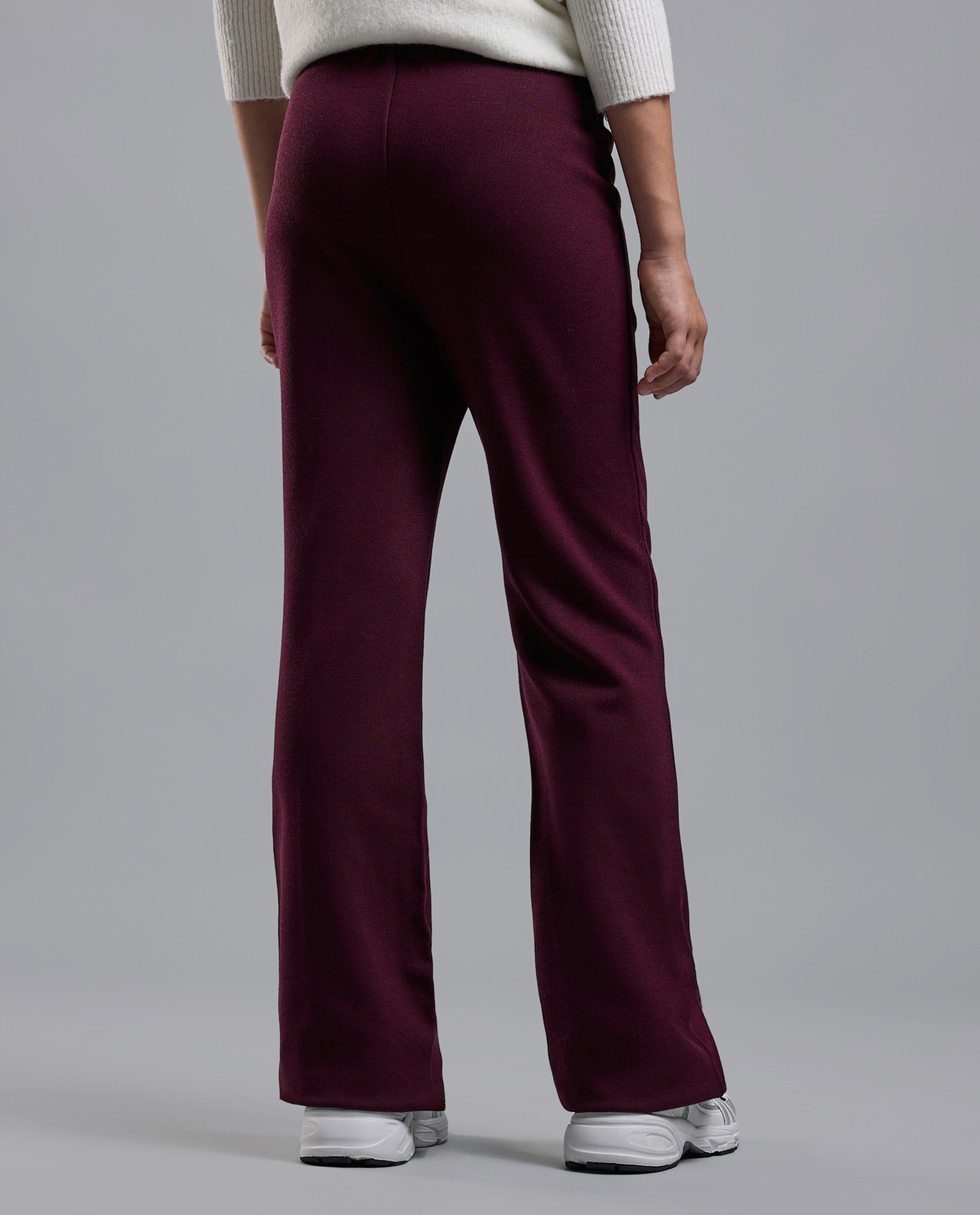 Solid Flared Pants with Elastic Waist