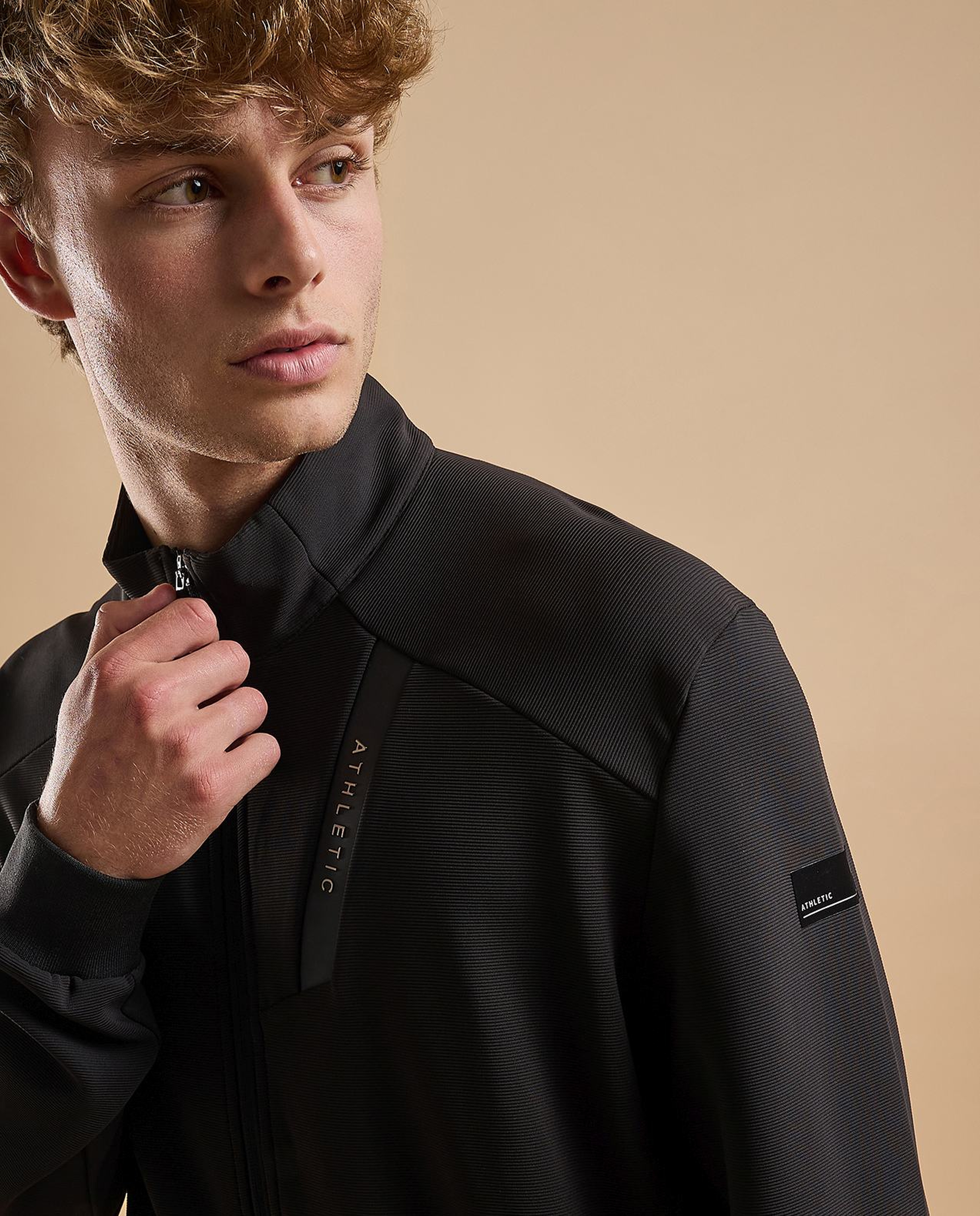 Solid Active Jacket with Zipper Closure