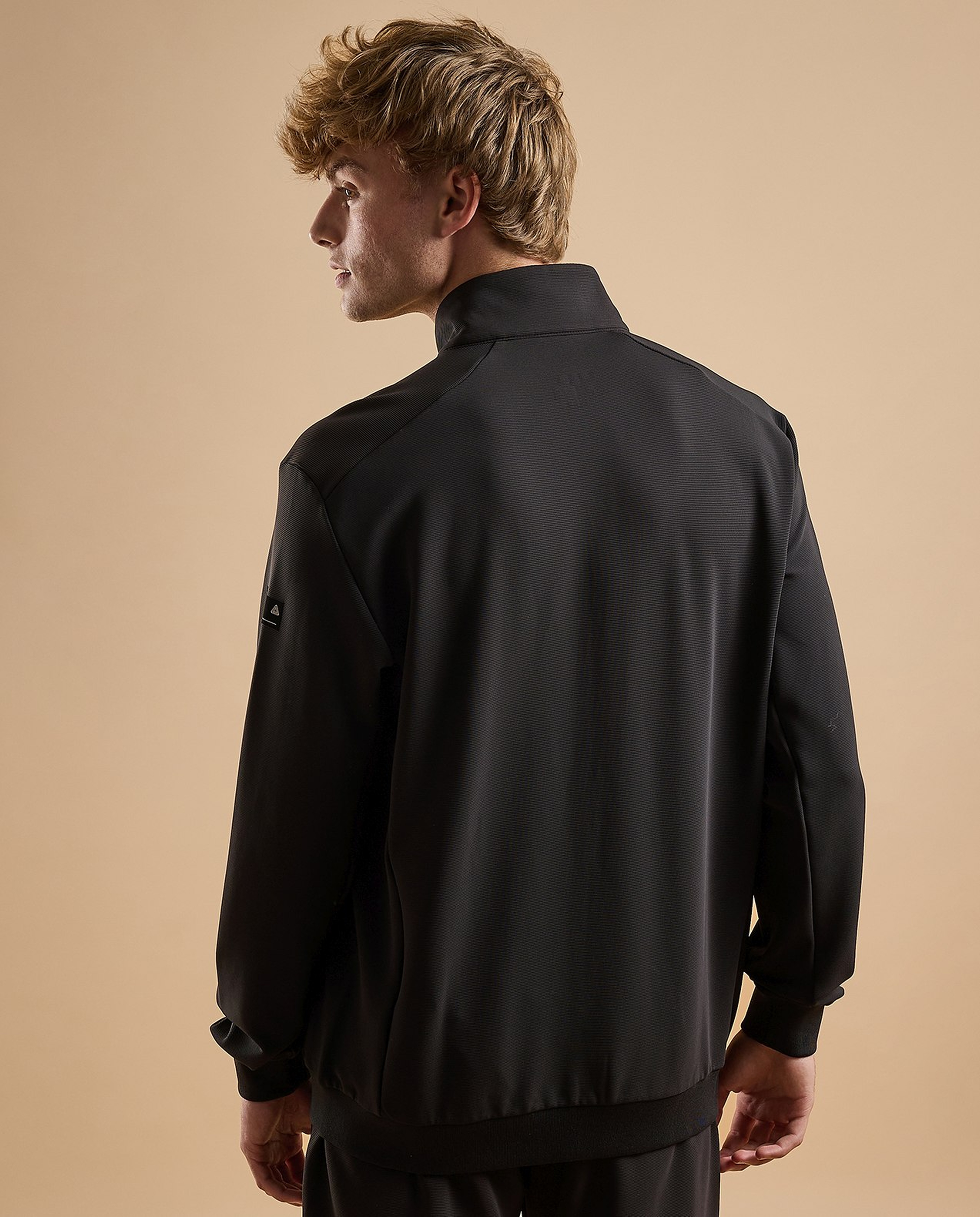 Solid Active Jacket with Zipper Closure