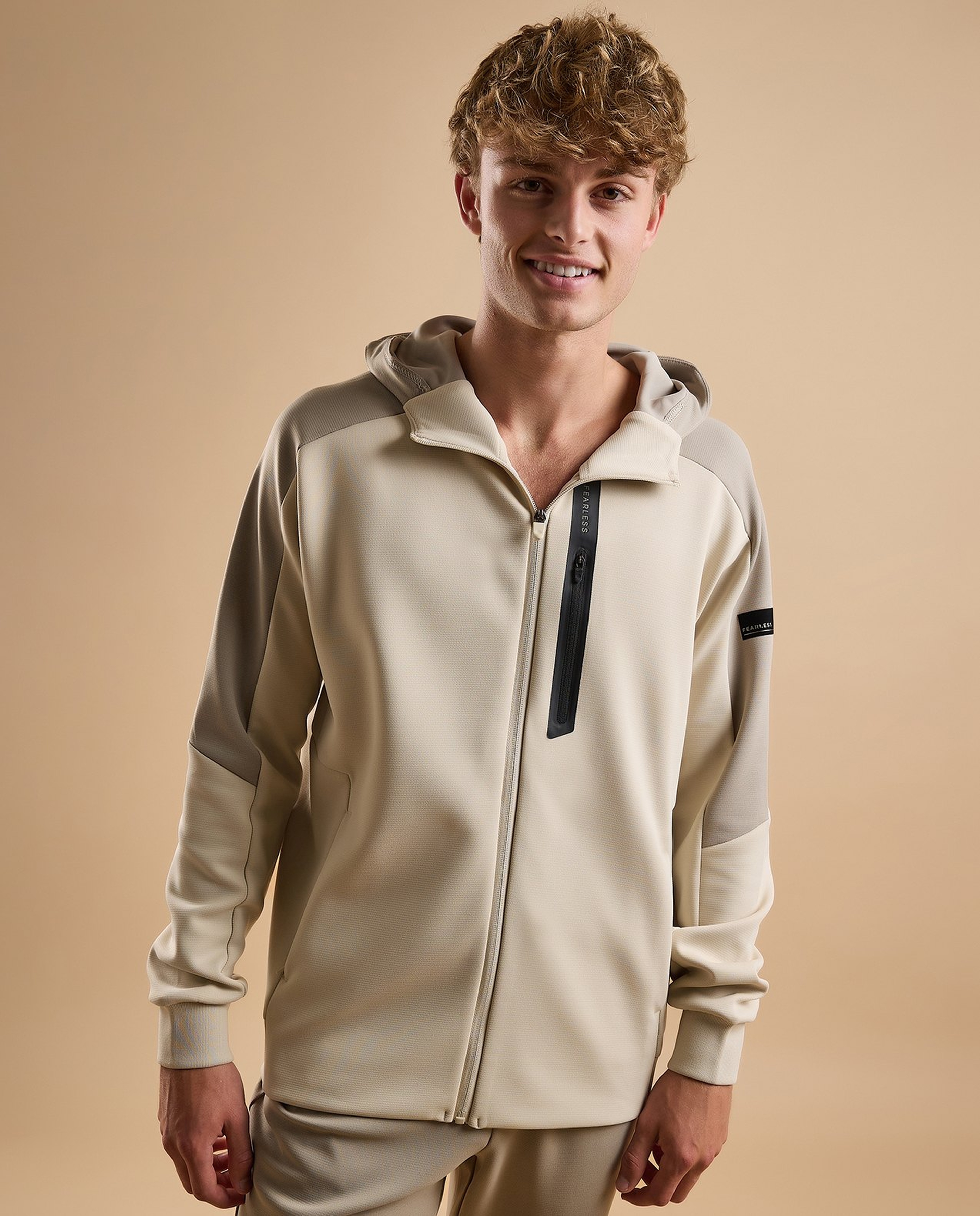 Solid Active Hooded Jacket with Zipper Closure