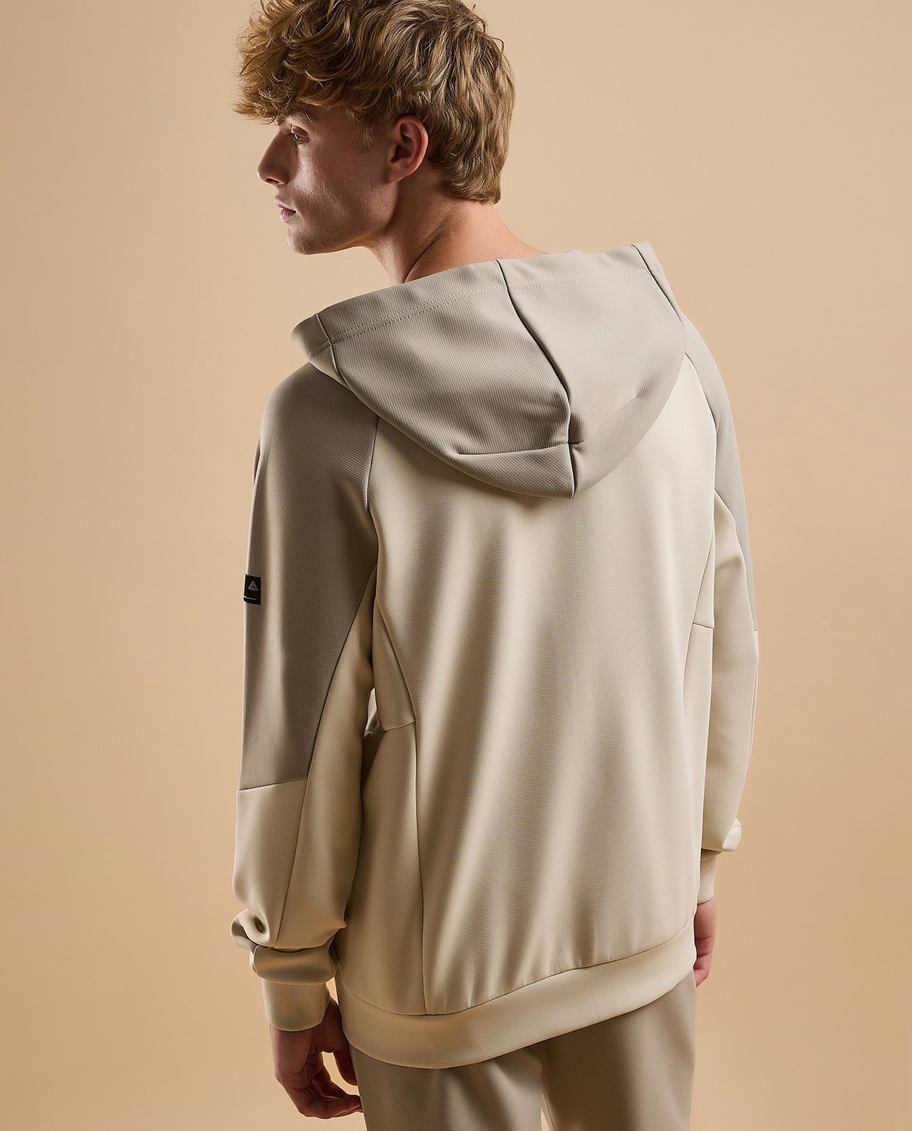 Solid Active Hooded Jacket with Zipper Closure